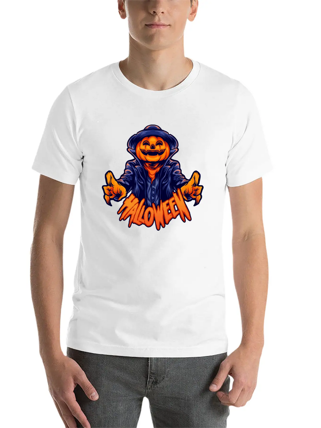 Halloween Character Jack O Lantern Unisex Casual T-Shirt – Clean Design For Daily Comfort