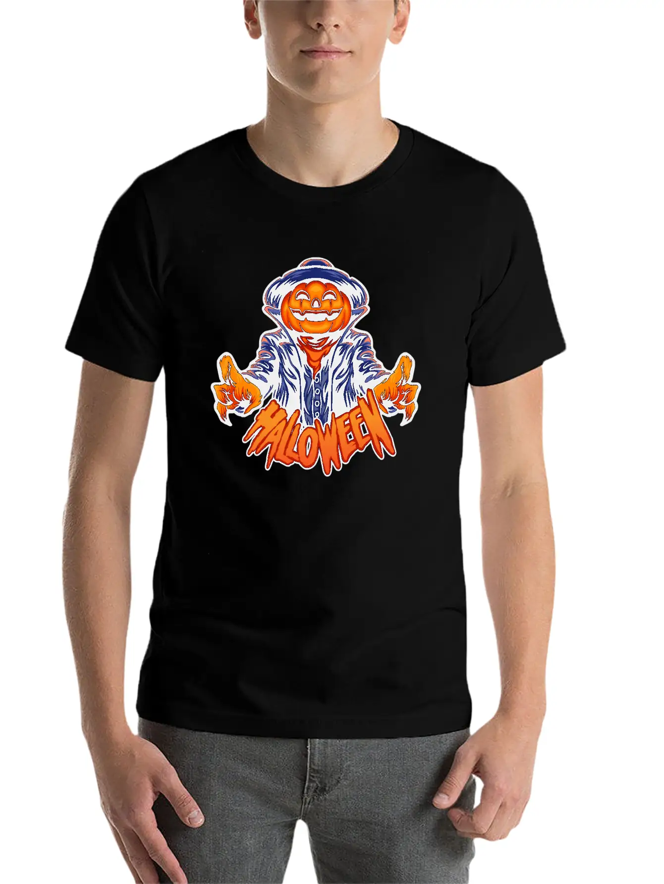 Halloween Character Jack O Lantern Unisex Casual T-Shirt – Clean Design For Daily Comfort
