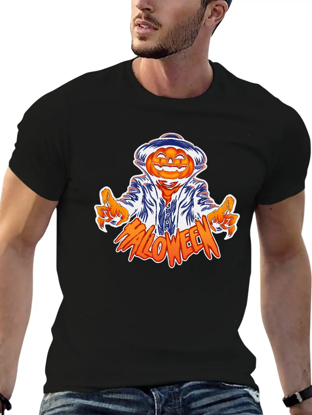 Halloween Character Jack O Lantern Unisex Casual T-Shirt – Clean Design For Daily Comfort