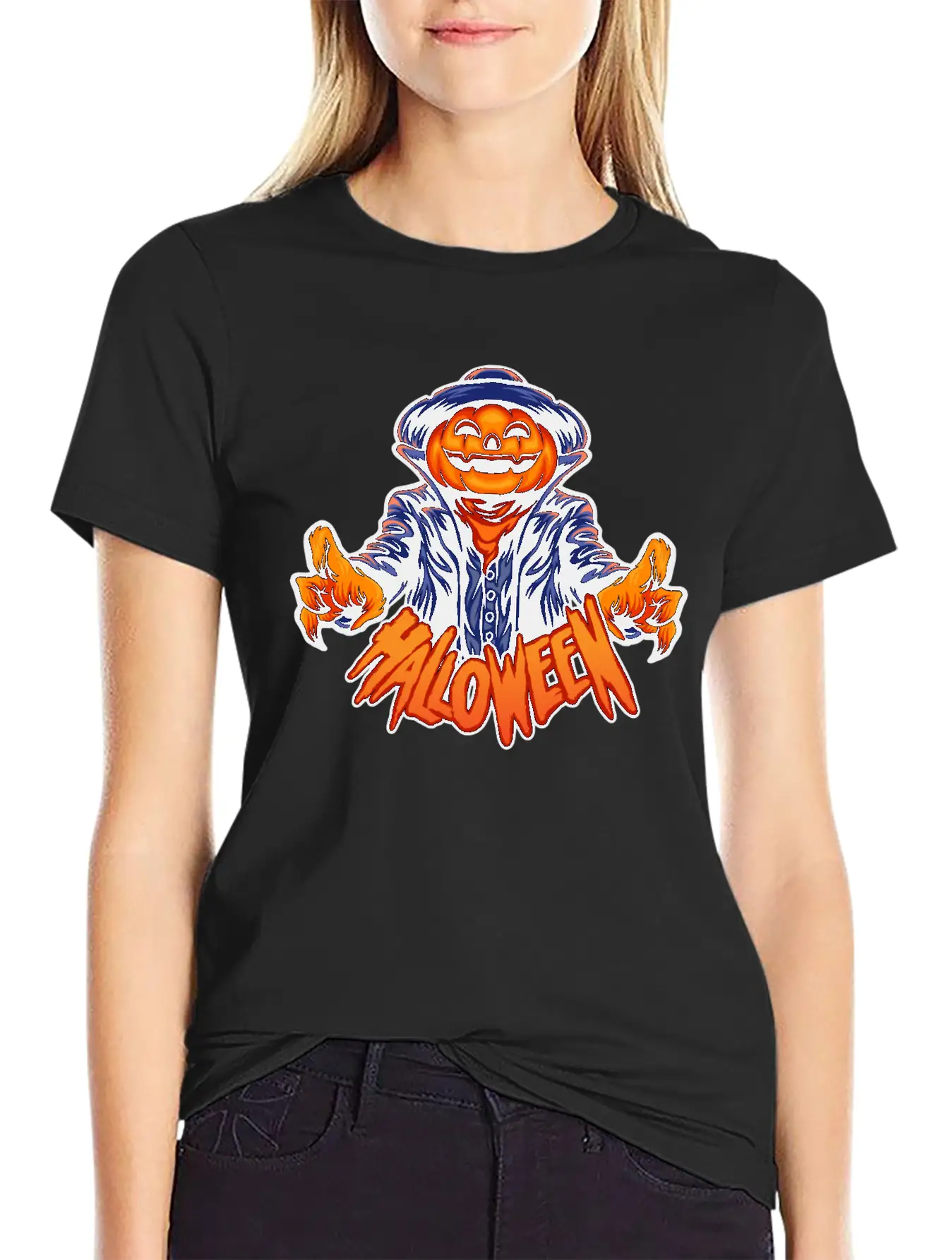 Halloween Character Jack O Lantern Unisex Casual T-Shirt – Clean Design For Daily Comfort