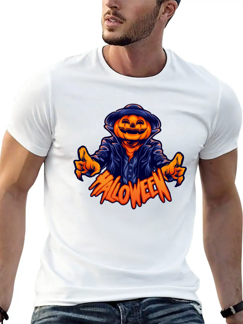 Halloween Character Jack O Lantern Unisex Casual T-Shirt – Clean Design For Daily Comfort