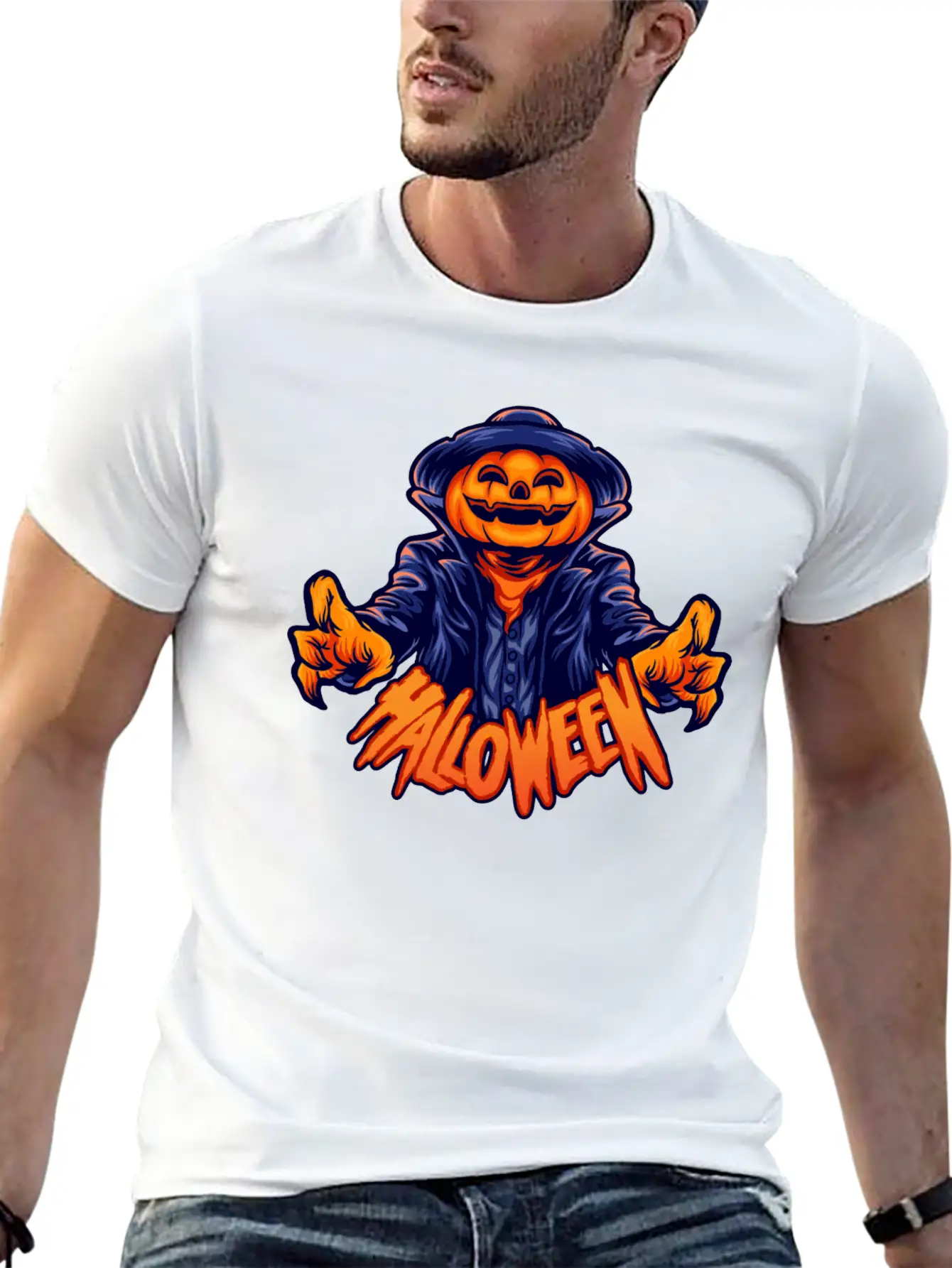 Halloween Character Jack O Lantern Unisex Casual T-Shirt – Clean Design For Daily Comfort