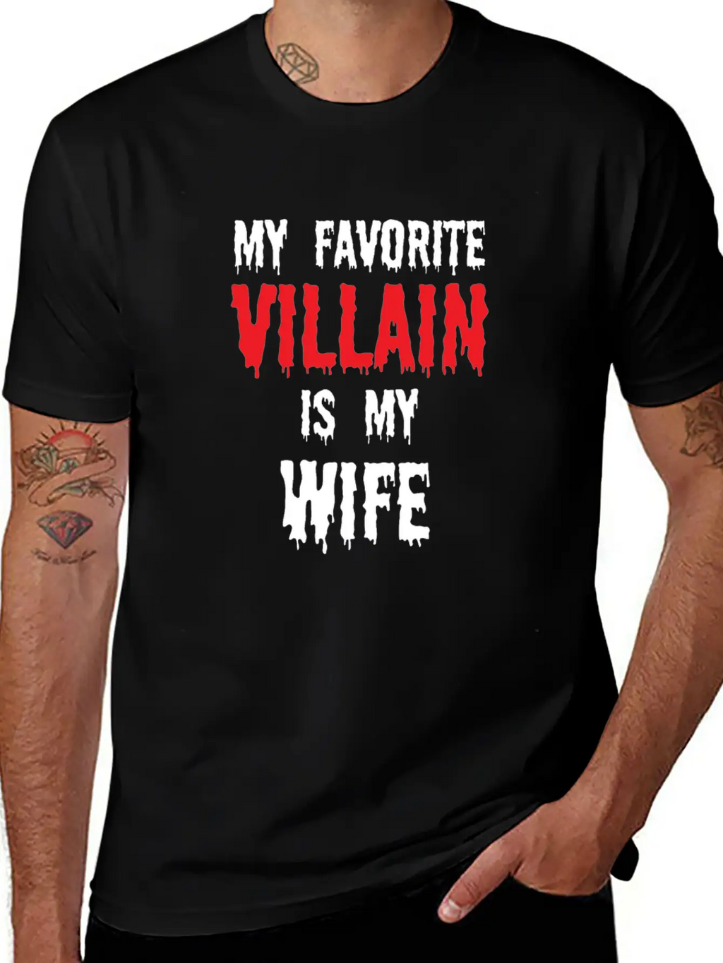Halloween Favorite Villain Is My Wife Matching Breathable Graphic T-Shirt – Perfect For Casual Days