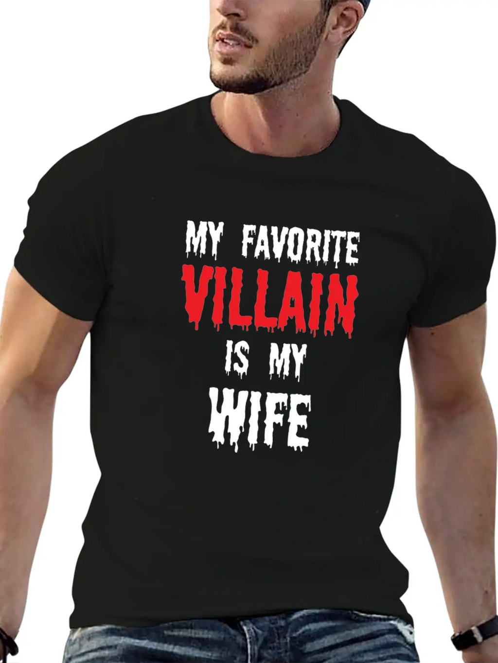 Halloween Favorite Villain Is My Wife Matching Breathable Graphic T-Shirt – Perfect For Casual Days