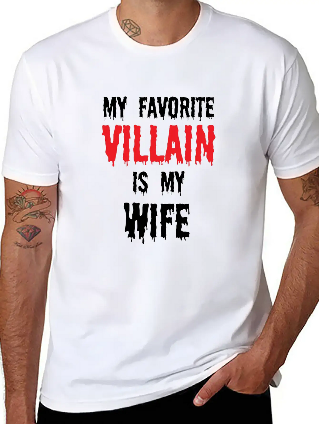 Halloween Favorite Villain Is My Wife Matching Breathable Graphic T-Shirt – Perfect For Casual Days
