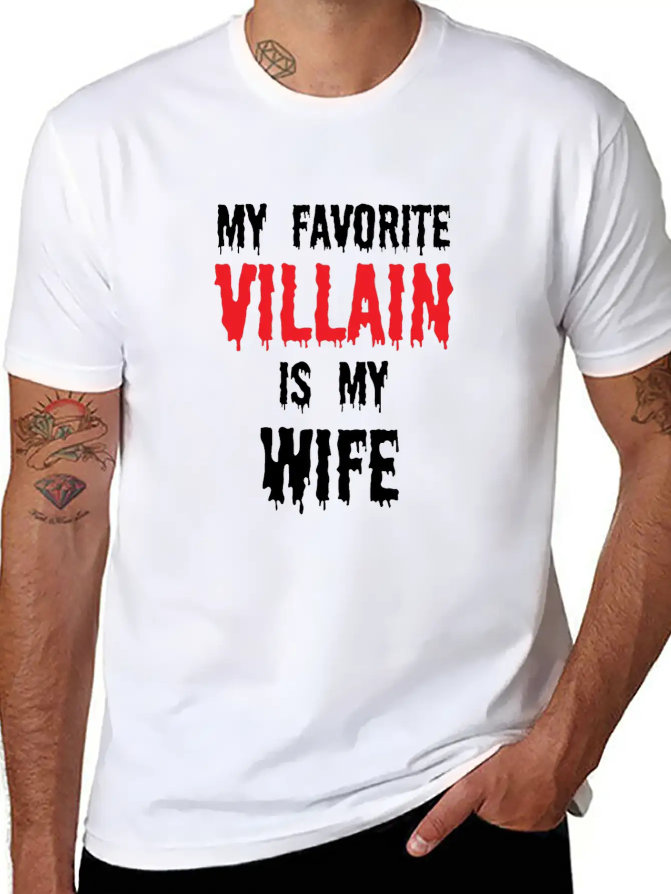 Halloween Favorite Villain Is My Wife Matching Breathable Graphic T-Shirt – Perfect For Casual Days