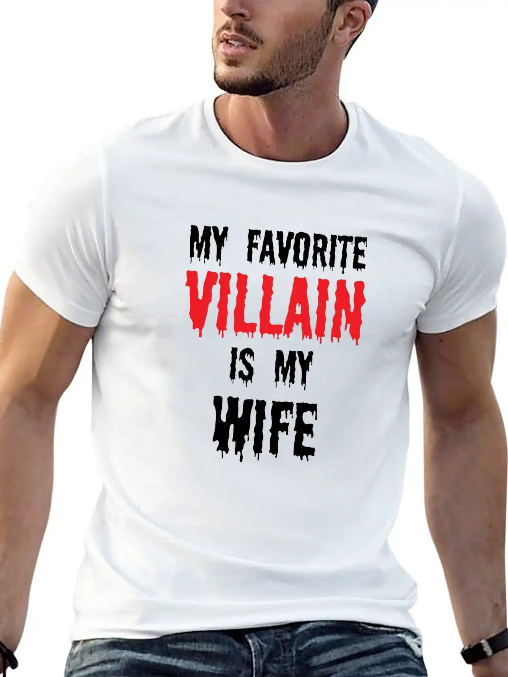 Halloween Favorite Villain Is My Wife Matching Breathable Graphic T-Shirt – Perfect For Casual Days