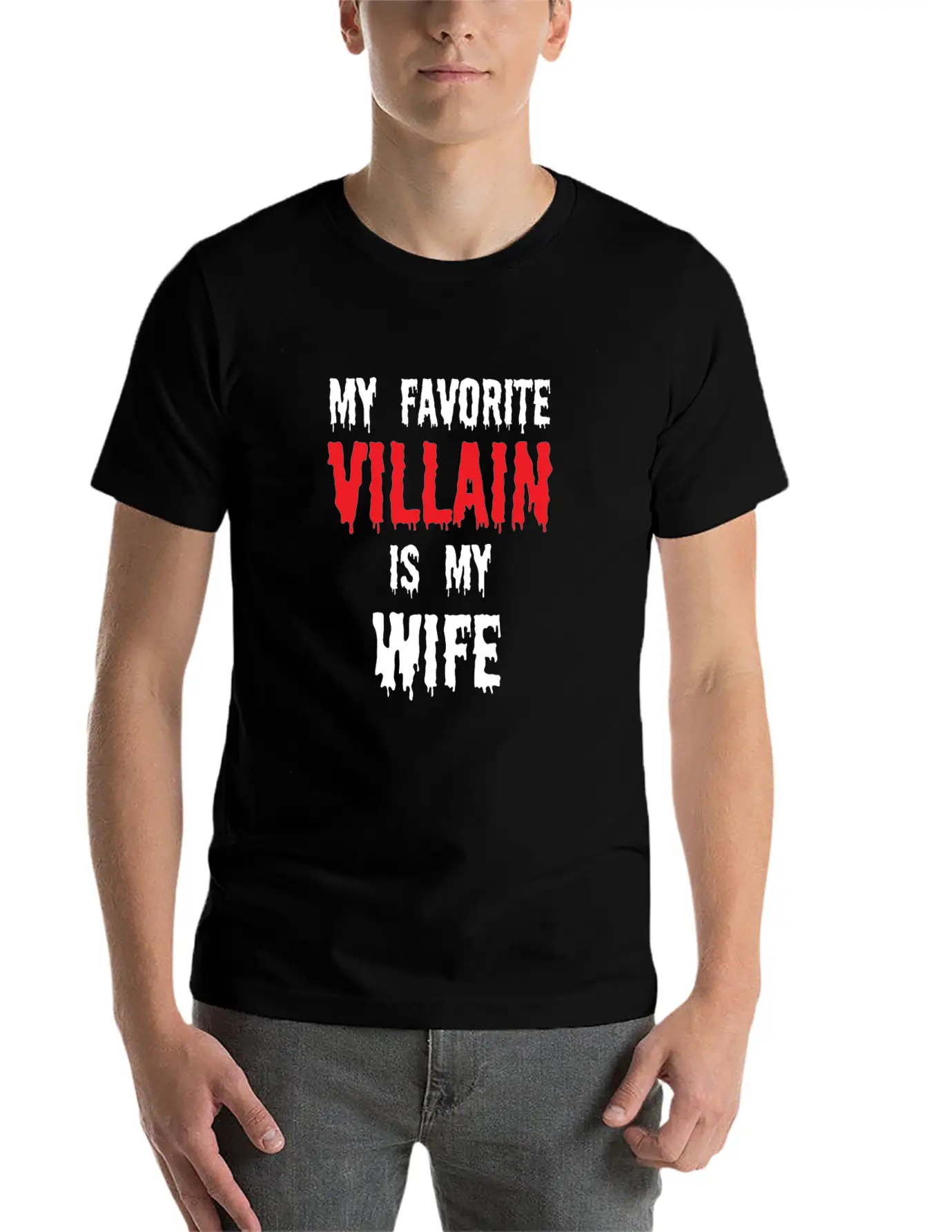 Halloween Favorite Villain Is My Wife Matching Breathable Graphic T-Shirt – Perfect For Casual Days