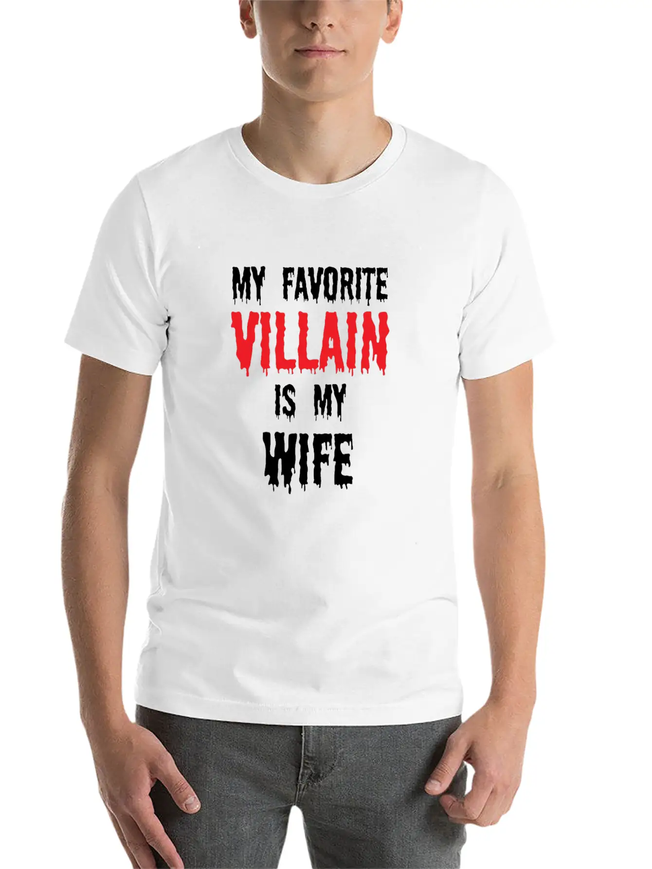 Halloween Favorite Villain Is My Wife Matching Breathable Graphic T-Shirt – Perfect For Casual Days
