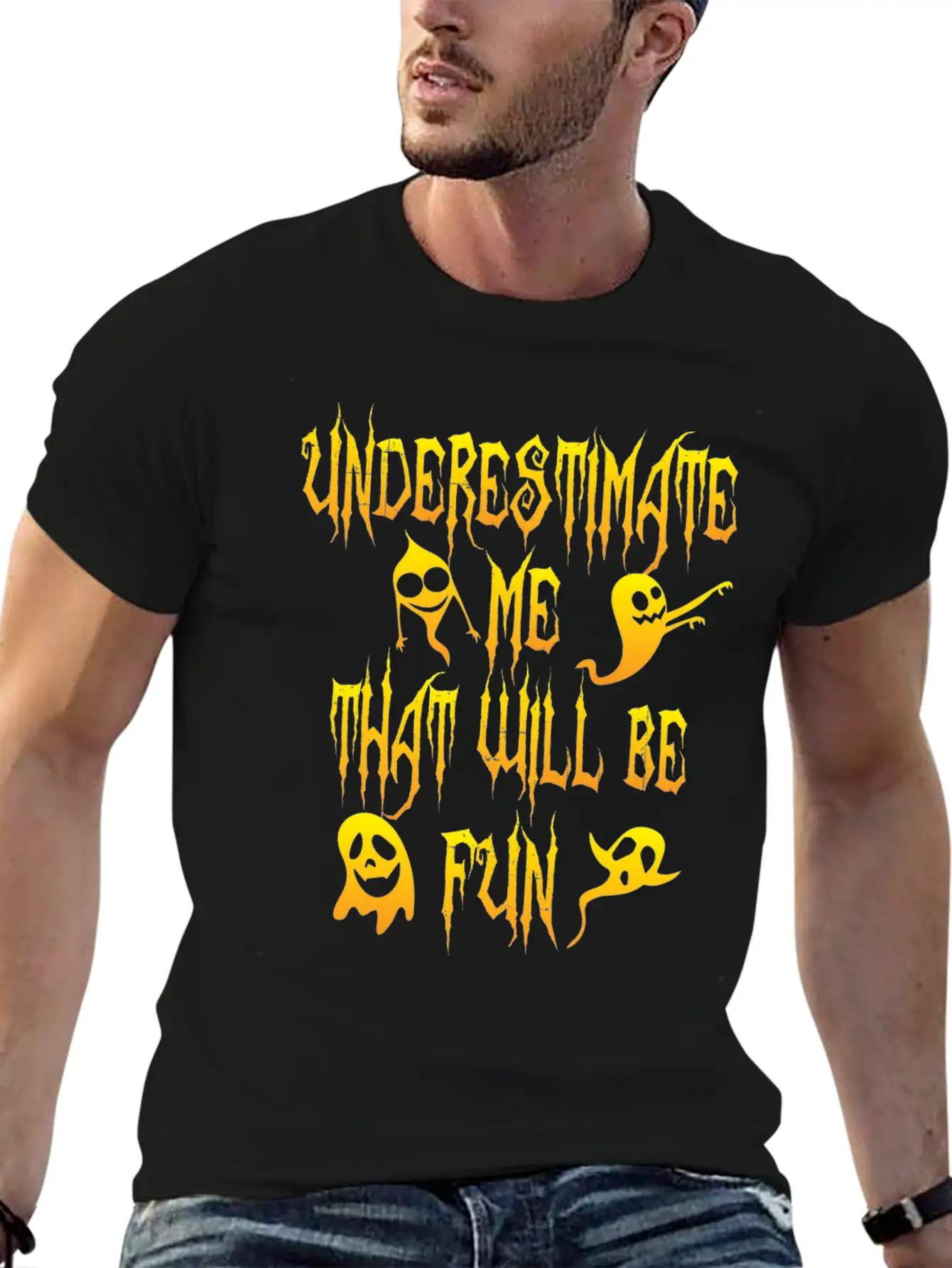 Halloween Funny Underestimate Me That Will Be Fun Breathable Soft Cotton T-Shirt – Timeless Casual Look