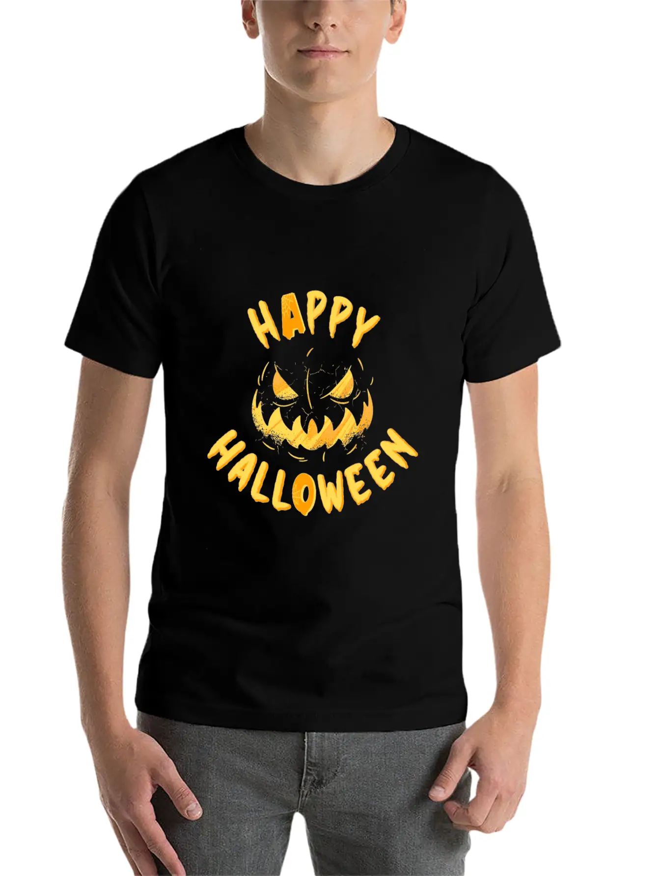 Halloween Happy Grimace Scary Horror Funny Pumpkin Unisex Casual T-Shirt – Clean Design For Daily Comfort