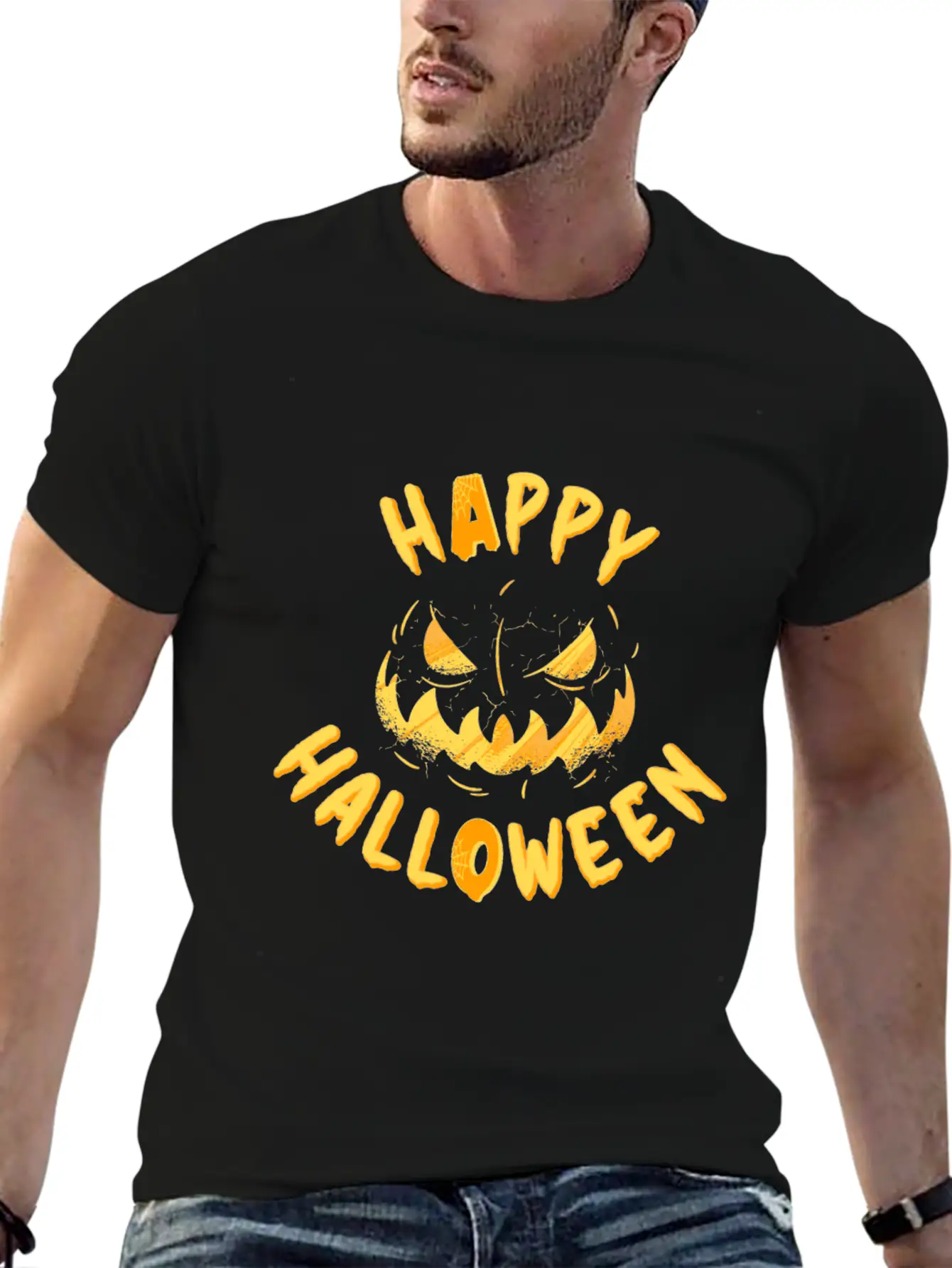 Halloween Happy Grimace Scary Horror Funny Pumpkin Unisex Casual T-Shirt – Clean Design For Daily Comfort