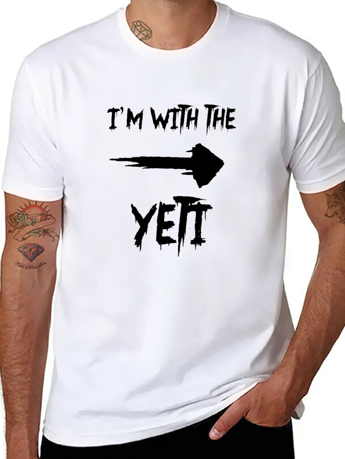 Halloween I'm With The Yeti Bigfoot Matching Part Classic Fit Graphic Tee For Daily Comfort – Unisex Cotton Shirt