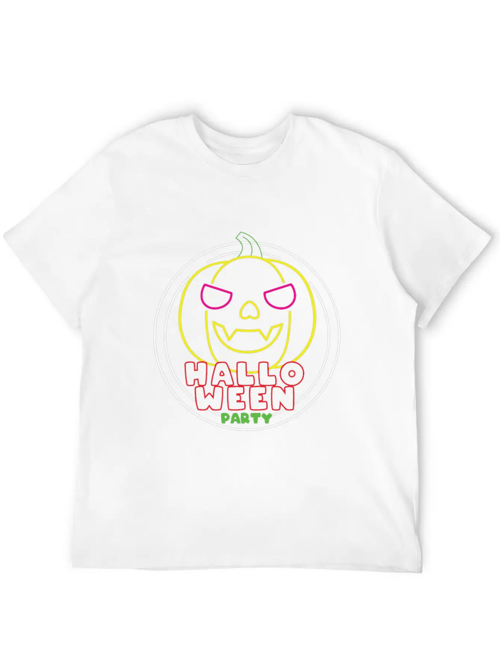 Halloween Party Neon Pumpkin Halloween Unisex Casual T-Shirt – Clean Design For Daily Comfort