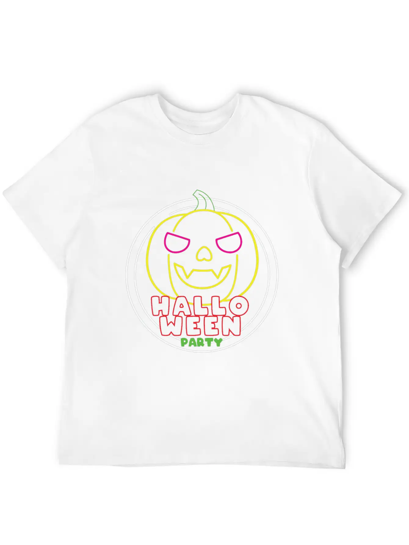 Halloween Party Neon Pumpkin Halloween Unisex Casual T-Shirt – Clean Design For Daily Comfort