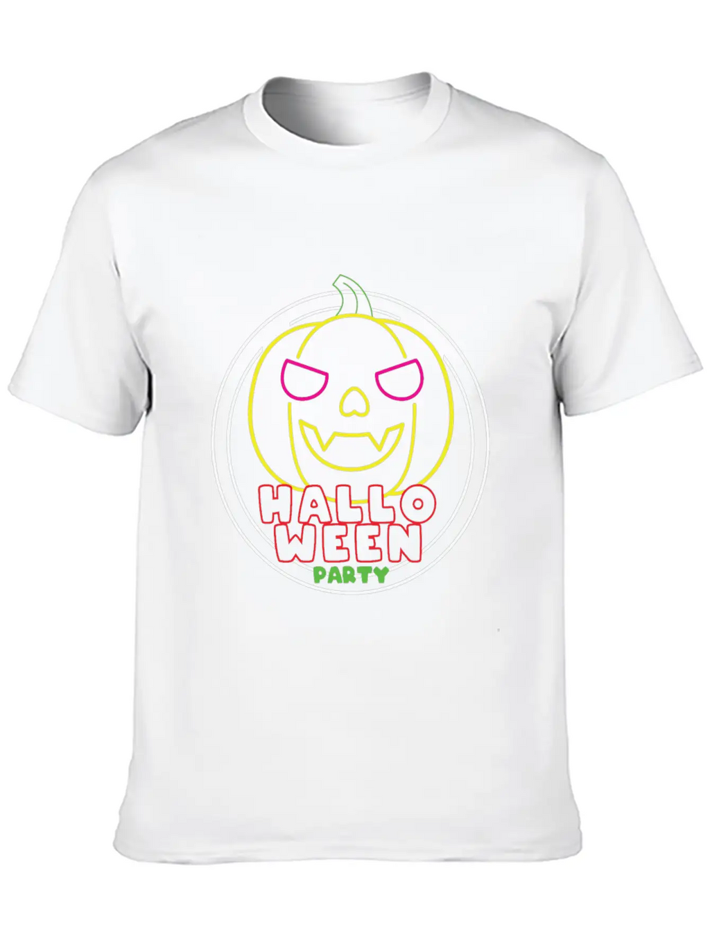 Halloween Party Neon Pumpkin Halloween Unisex Casual T-Shirt – Clean Design For Daily Comfort