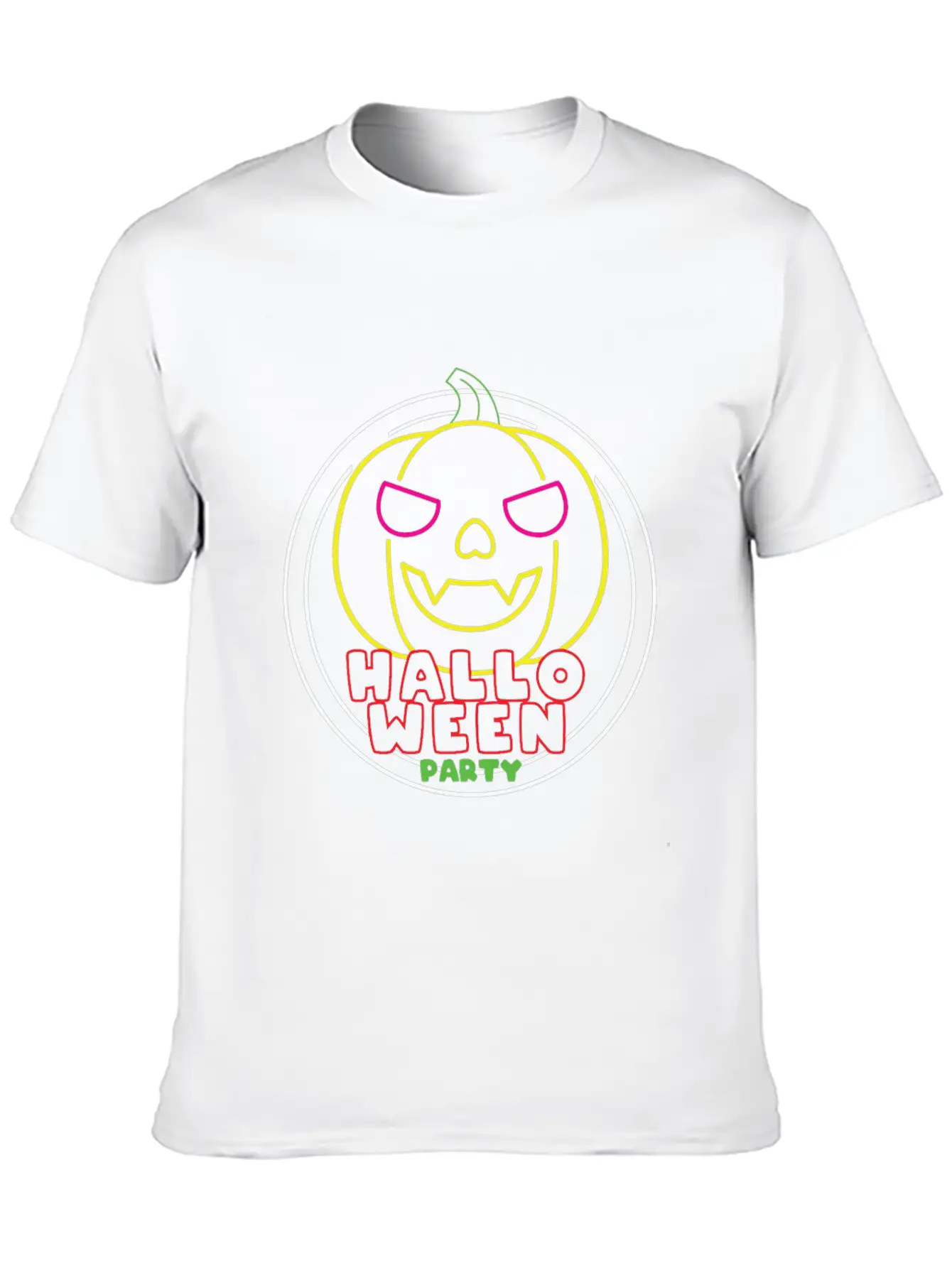Halloween Party Neon Pumpkin Halloween Unisex Casual T-Shirt – Clean Design For Daily Comfort