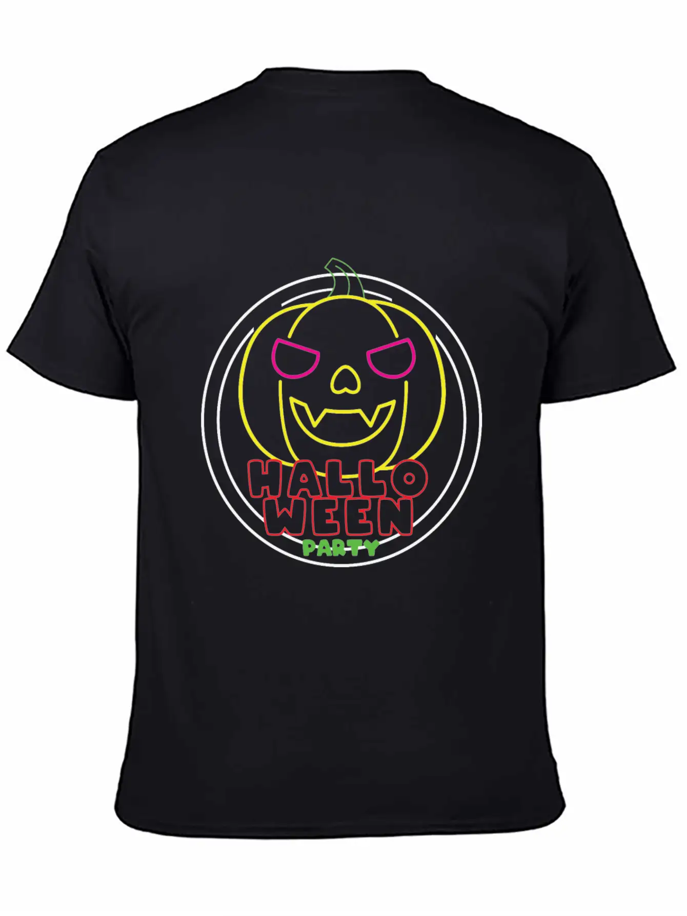 Halloween Party Neon Pumpkin Halloween Unisex Casual T-Shirt – Clean Design For Daily Comfort