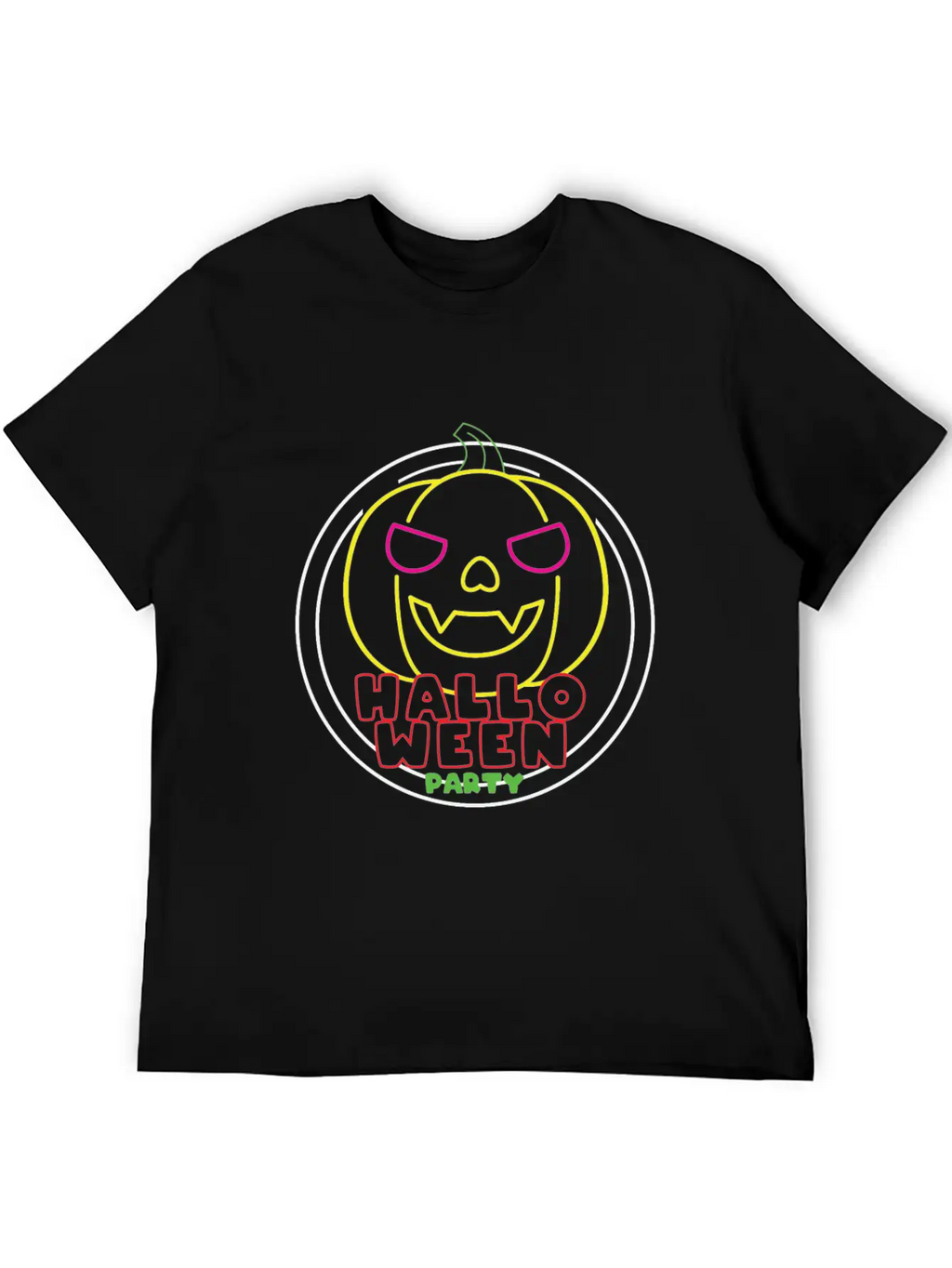 Halloween Party Neon Pumpkin Halloween Unisex Casual T-Shirt – Clean Design For Daily Comfort