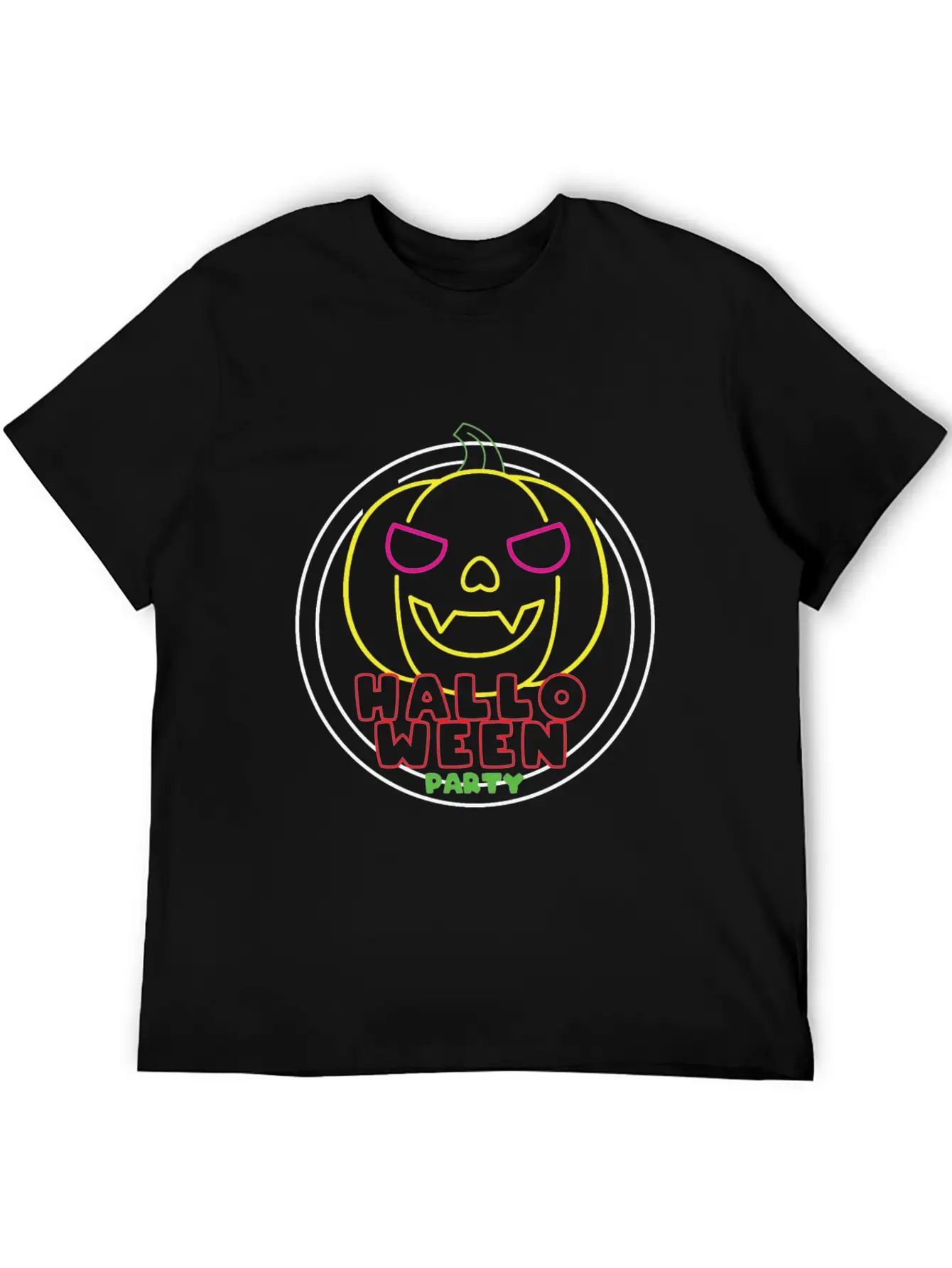 Halloween Party Neon Pumpkin Halloween Unisex Casual T-Shirt – Clean Design For Daily Comfort