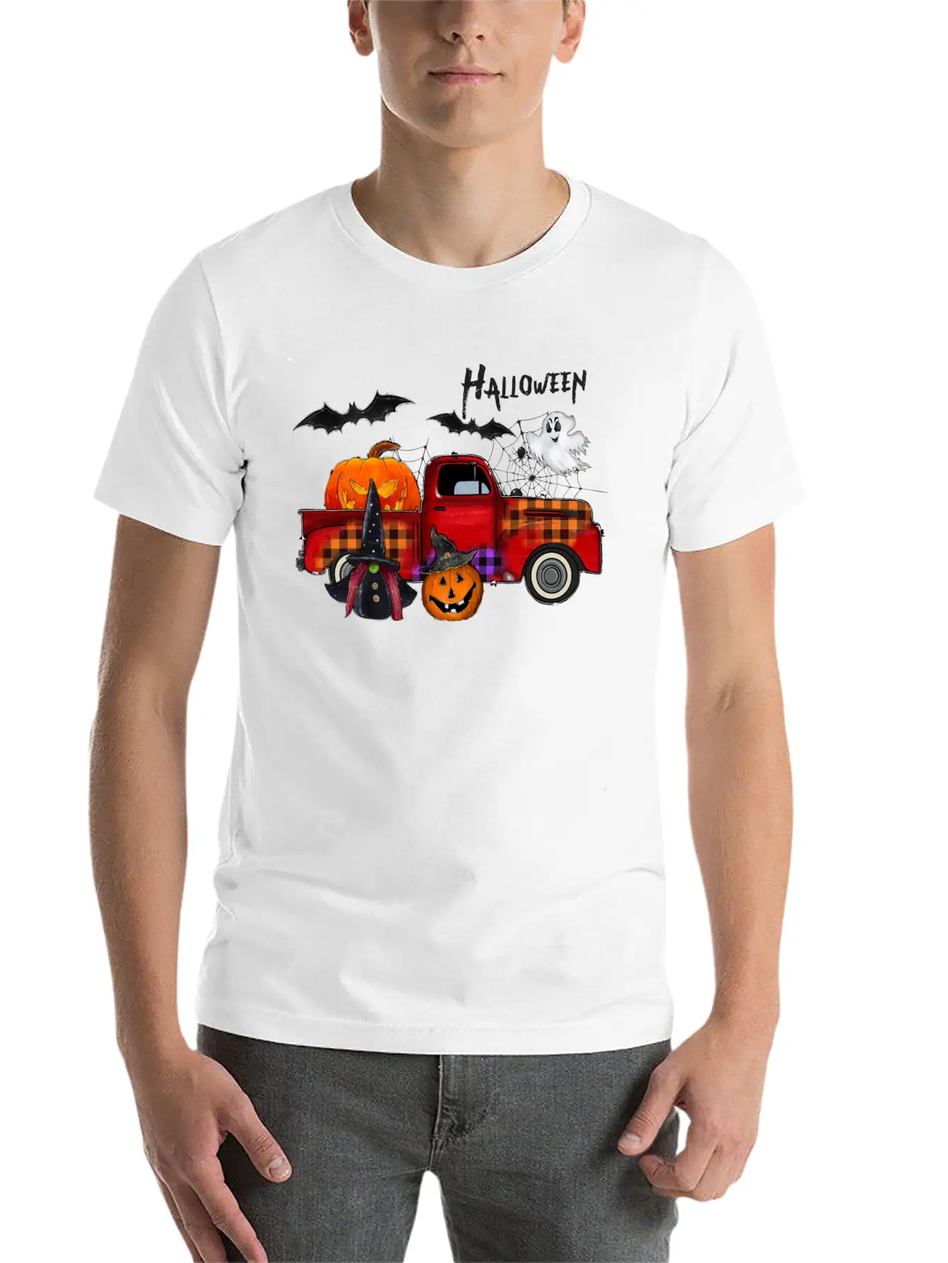 Halloween Truck Unisex Casual T-Shirt – Clean Design For Daily Comfort