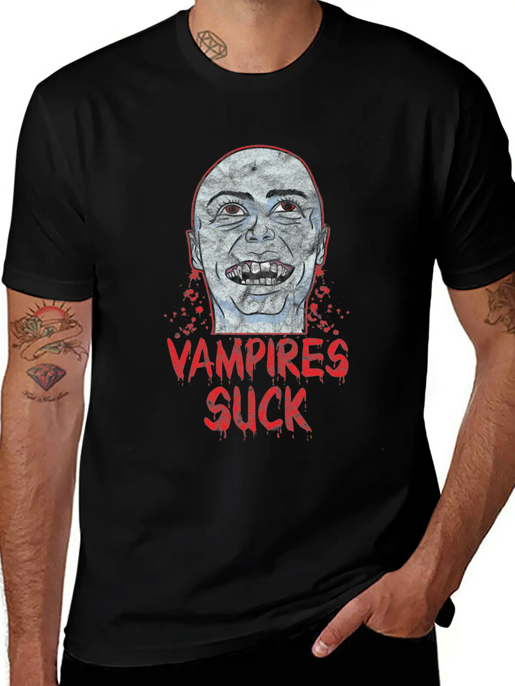 Halloween - Vampire Suck Essential Cotton Tee For Daily Outfits – Unisex Style