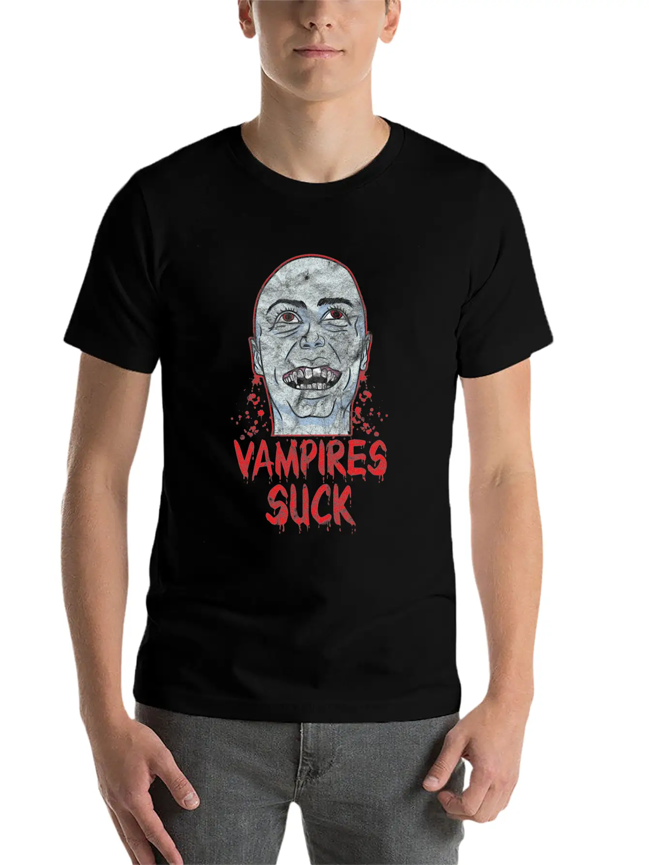 Halloween - Vampire Suck Essential Cotton Tee For Daily Outfits – Unisex Style