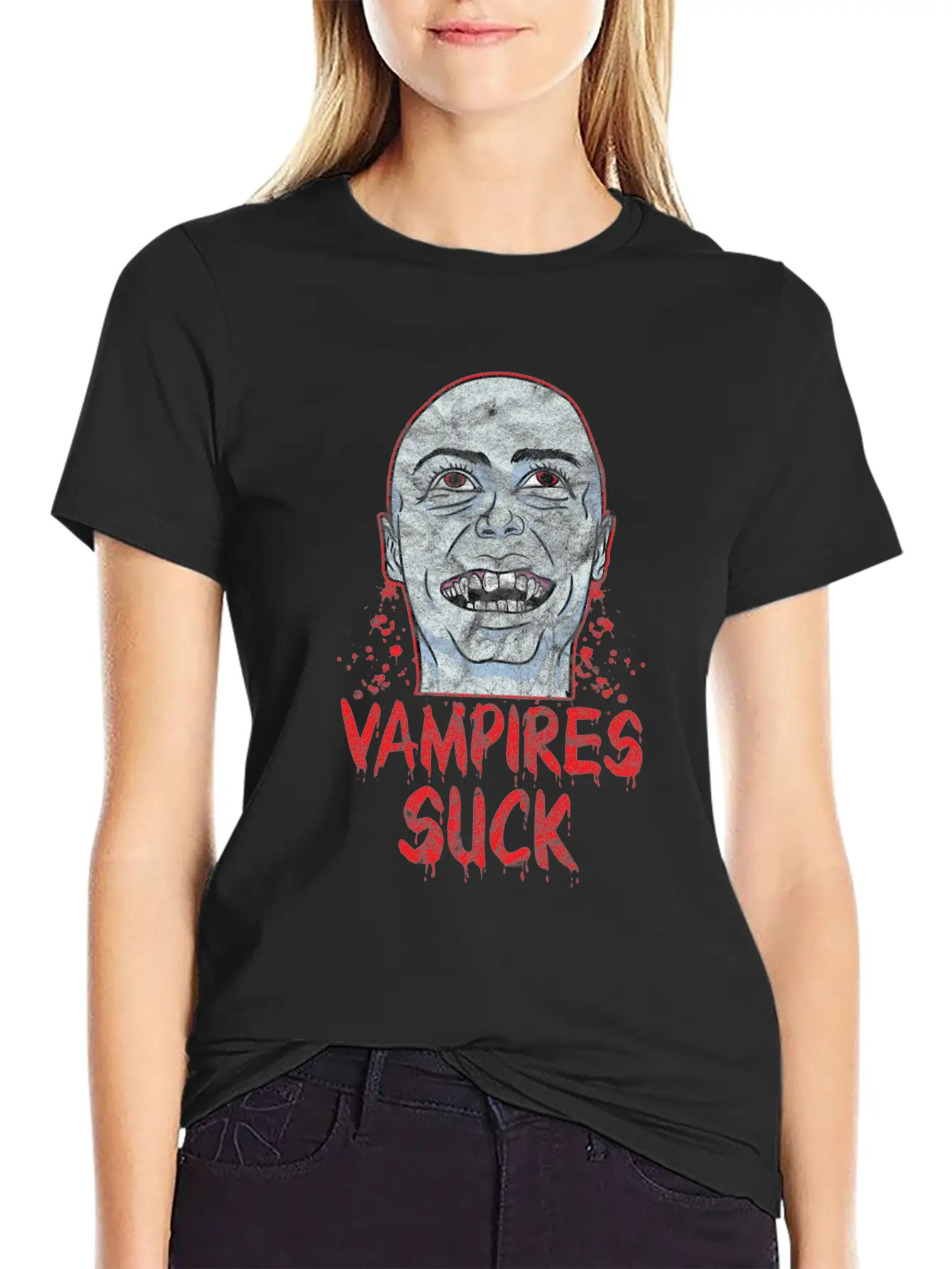Halloween - Vampire Suck Essential Cotton Tee For Daily Outfits – Unisex Style