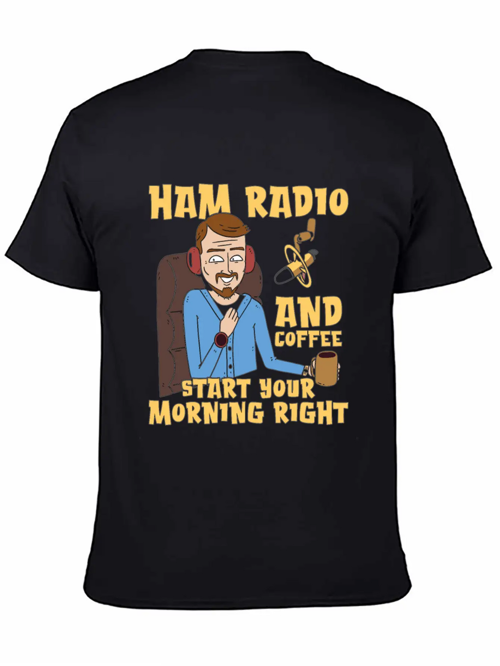 Ham Radio And Coffee Starts Amateur Radio Operator Casual Graphic T-Shirt – Simple And Comfortable Daily Wear