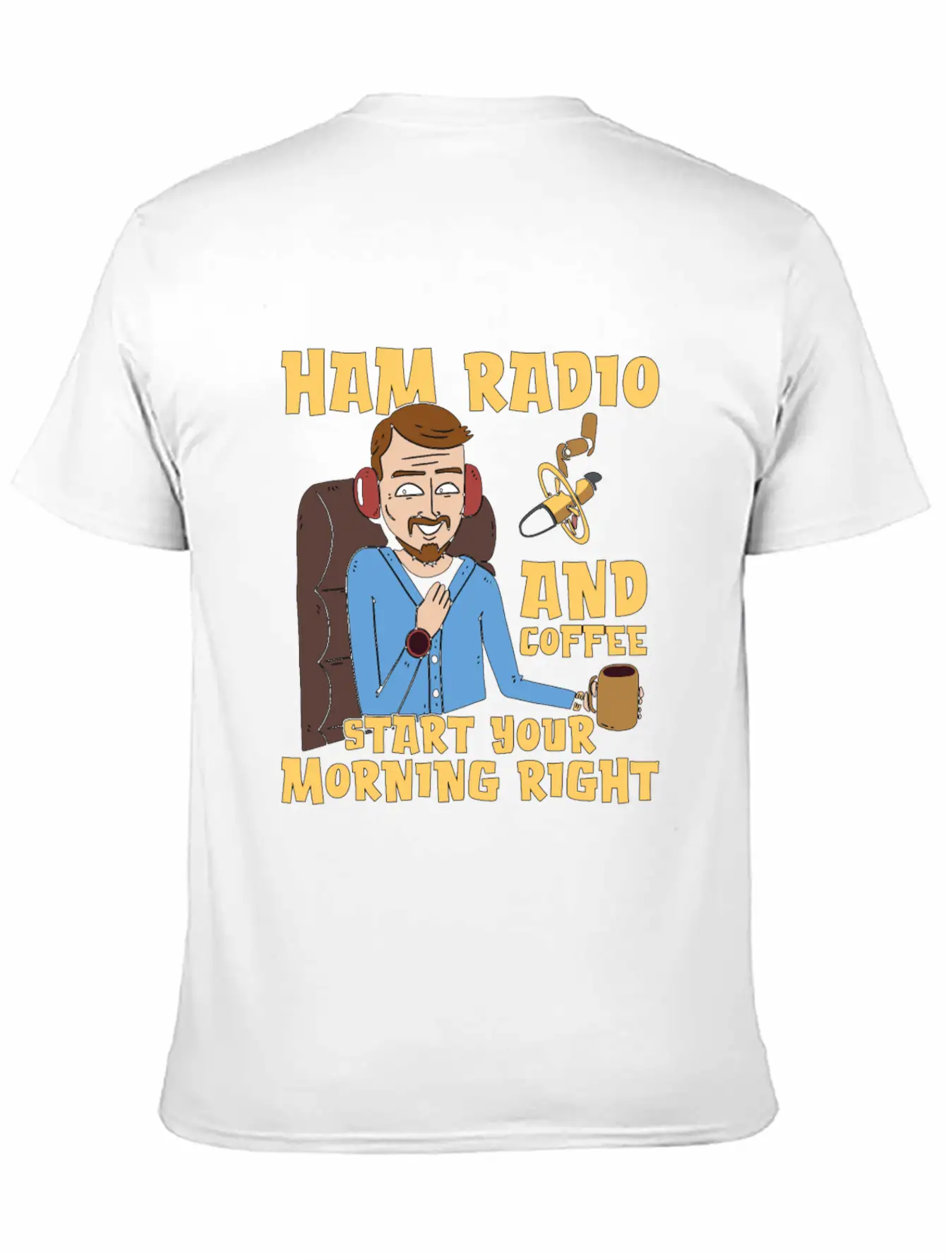 Ham Radio And Coffee Starts Amateur Radio Operator Casual Graphic T-Shirt – Simple And Comfortable Daily Wear