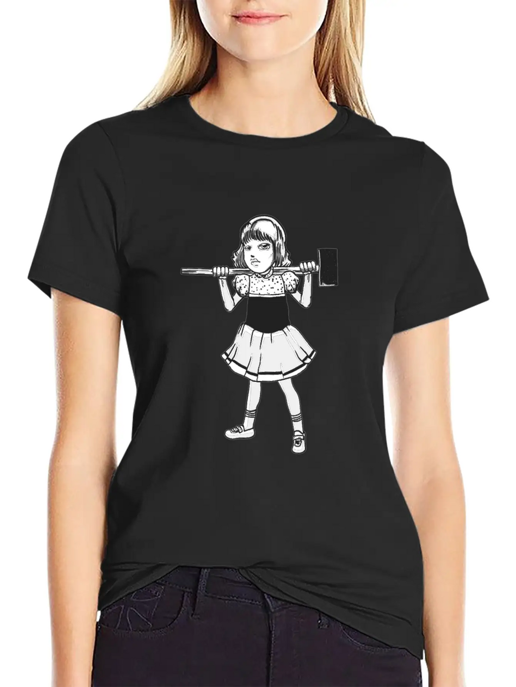 Hammer Girl Punk Goth Horror Fan Classic Fit Graphic Tee For Daily Comfort – Unisex Cotton Shirt