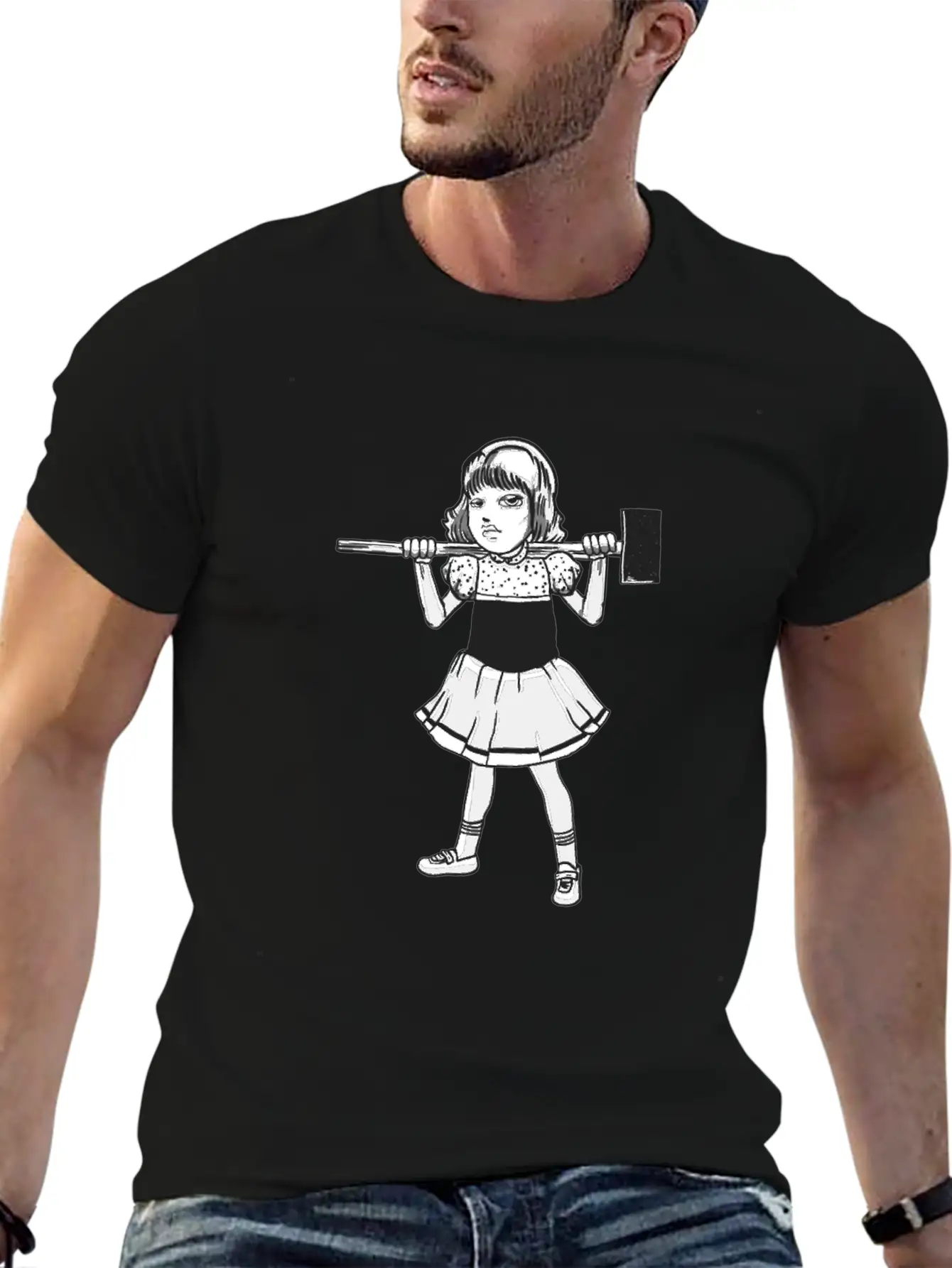 Hammer Girl Punk Goth Horror Fan Classic Fit Graphic Tee For Daily Comfort – Unisex Cotton Shirt