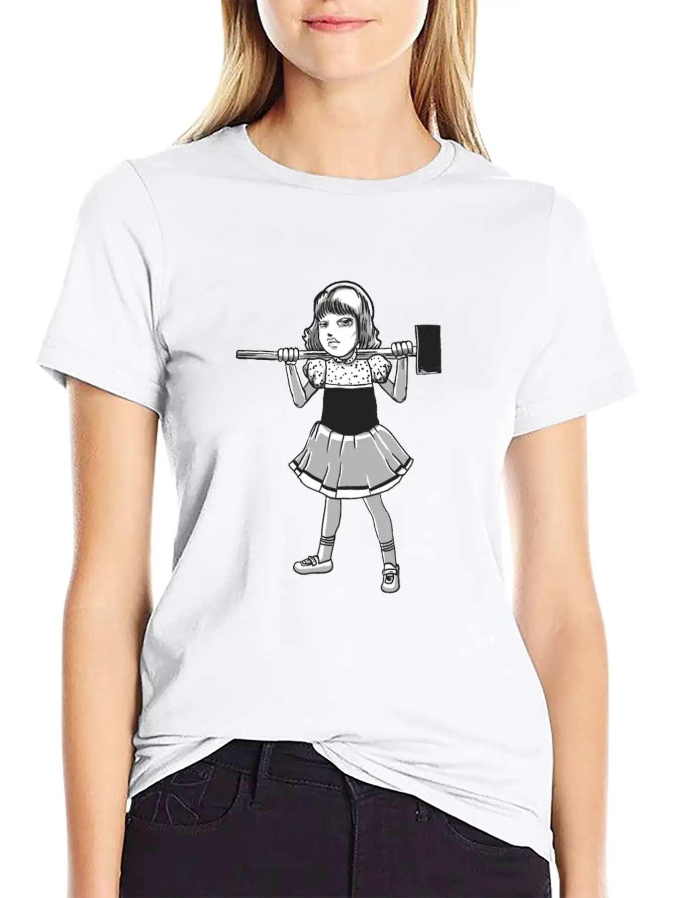 Hammer Girl Punk Goth Horror Fan Classic Fit Graphic Tee For Daily Comfort – Unisex Cotton Shirt