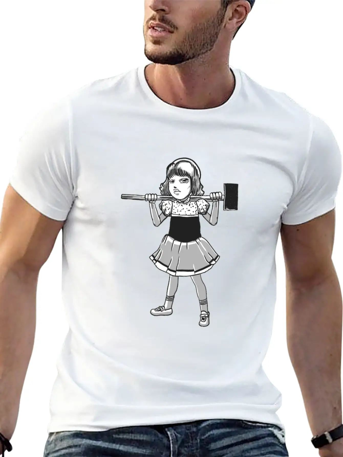 Hammer Girl Punk Goth Horror Fan Classic Fit Graphic Tee For Daily Comfort – Unisex Cotton Shirt