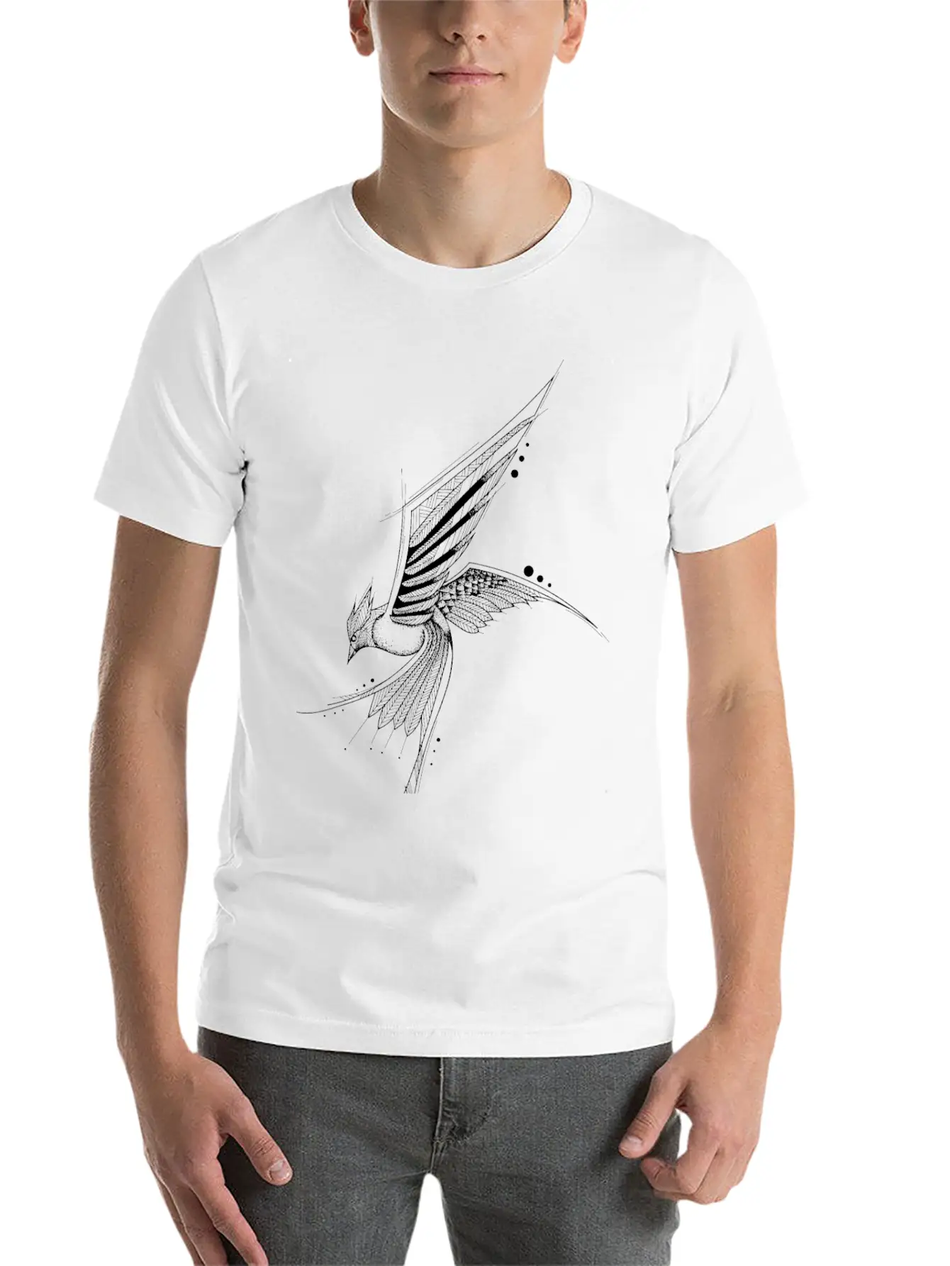 Hand Drawn Bird Unisex Casual T-Shirt – Clean Design For Daily Comfort