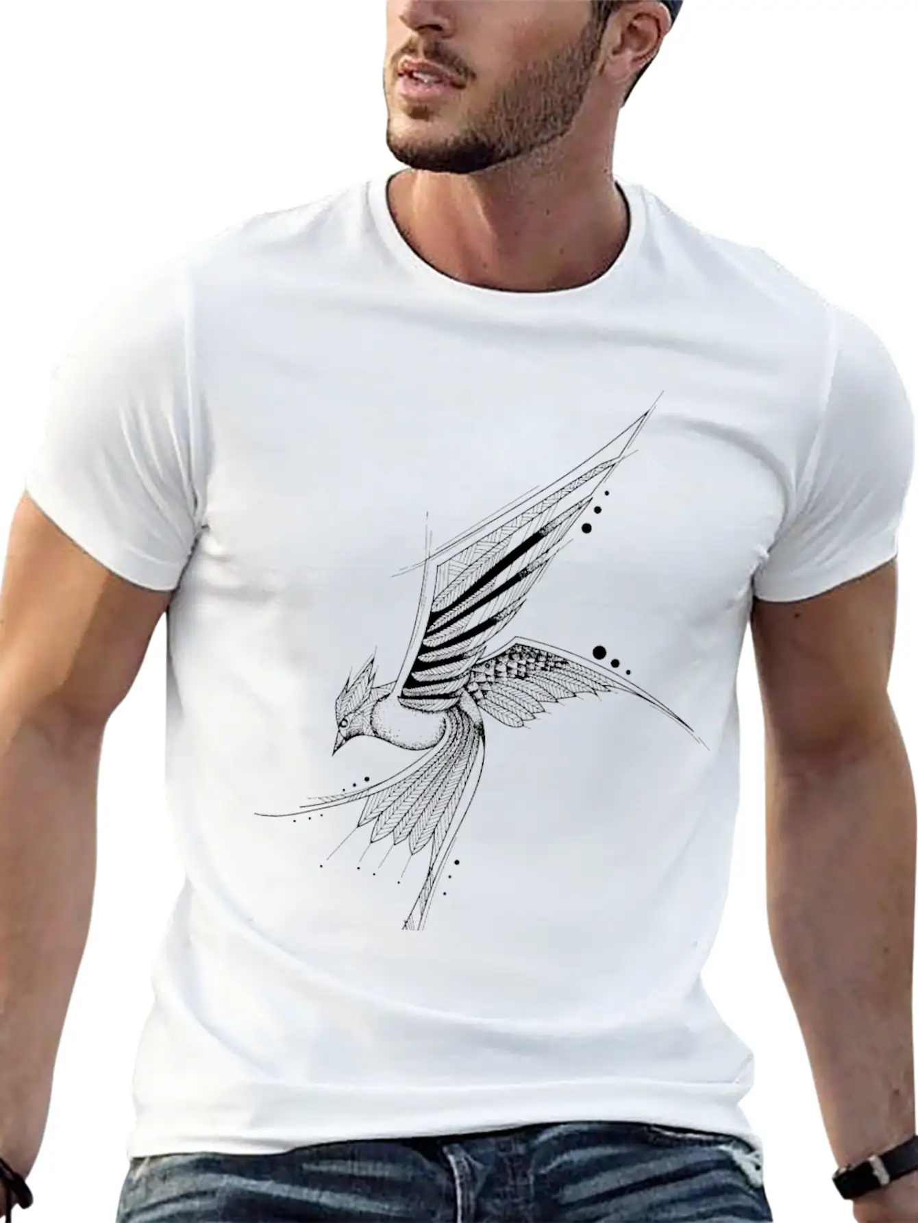 Hand Drawn Bird Unisex Casual T-Shirt – Clean Design For Daily Comfort