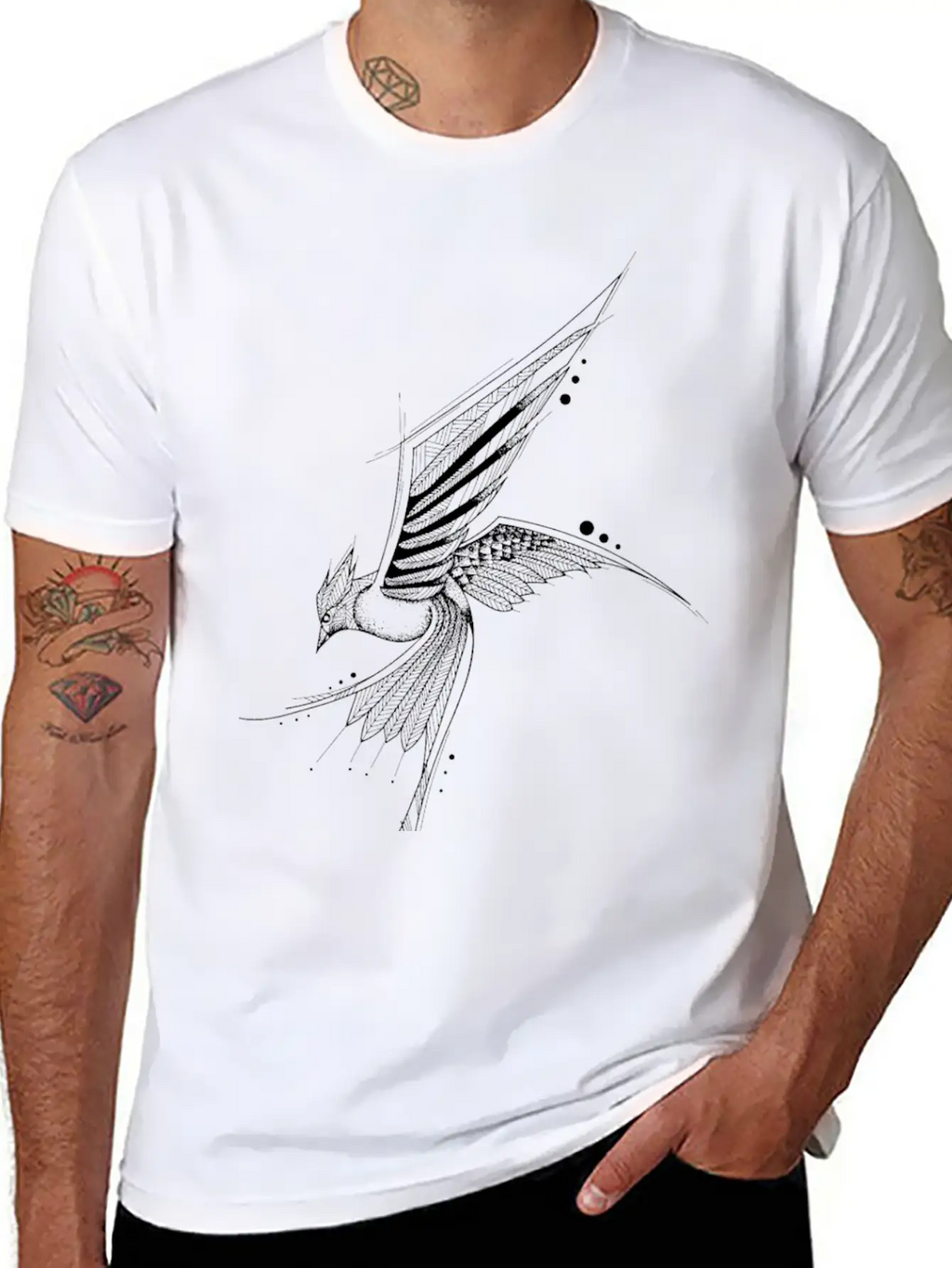 Hand Drawn Bird Unisex Casual T-Shirt – Clean Design For Daily Comfort