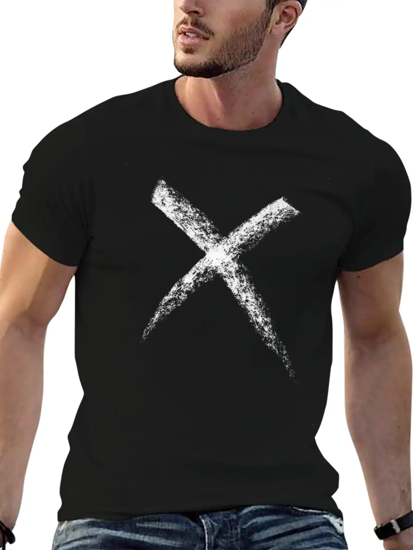 Hand Drawn Cross Stylish Everyday T-Shirt – Unisex Basic Cotton Tee