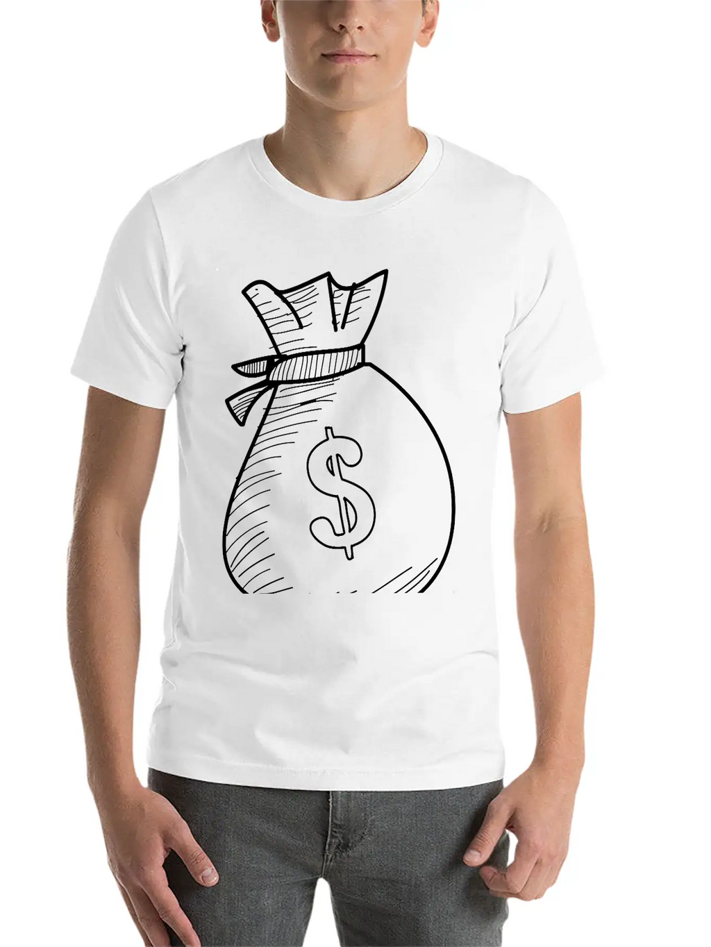 Hand Drawn Dollar Bag Vector Casual Graphic T-Shirt – Simple And Comfortable Daily Wear