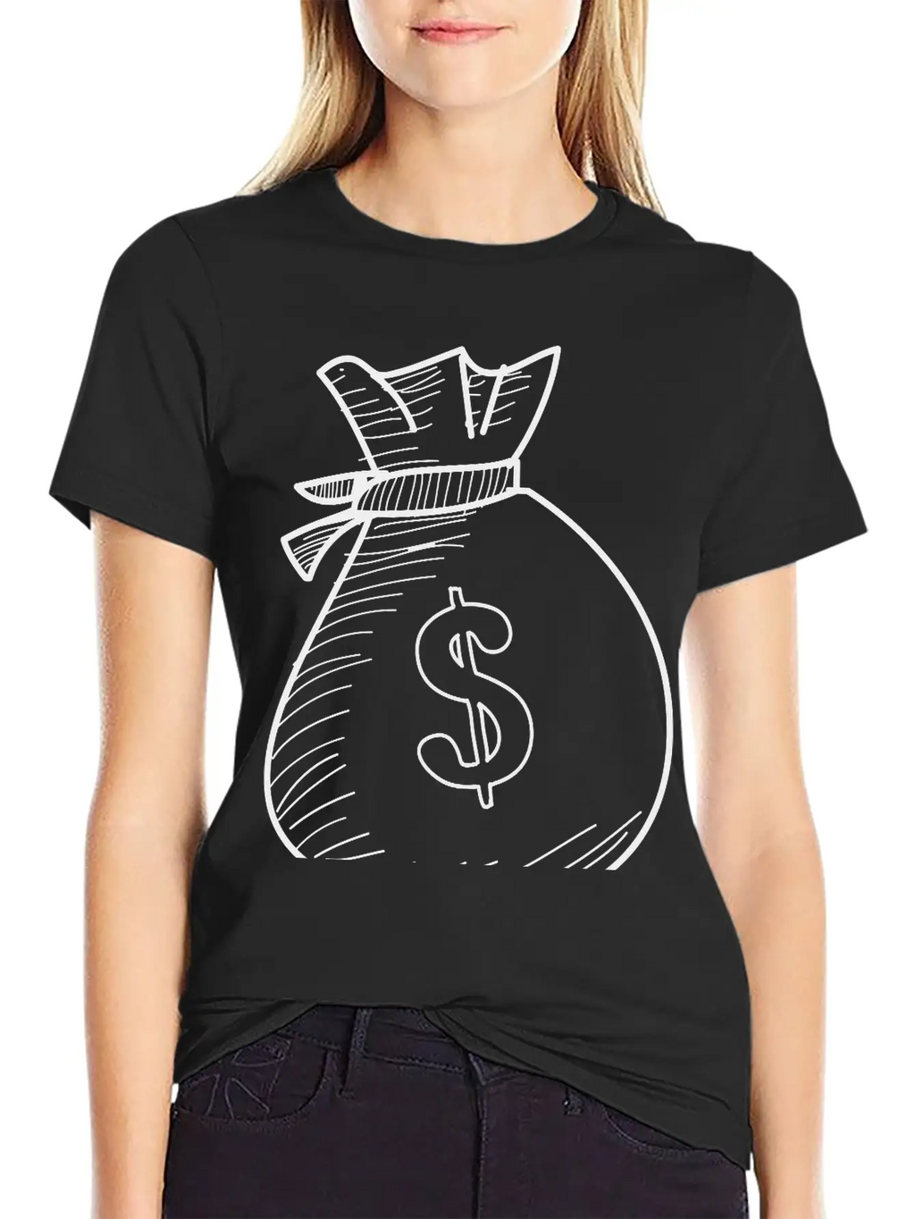 Hand Drawn Dollar Bag Vector Casual Graphic T-Shirt – Simple And Comfortable Daily Wear