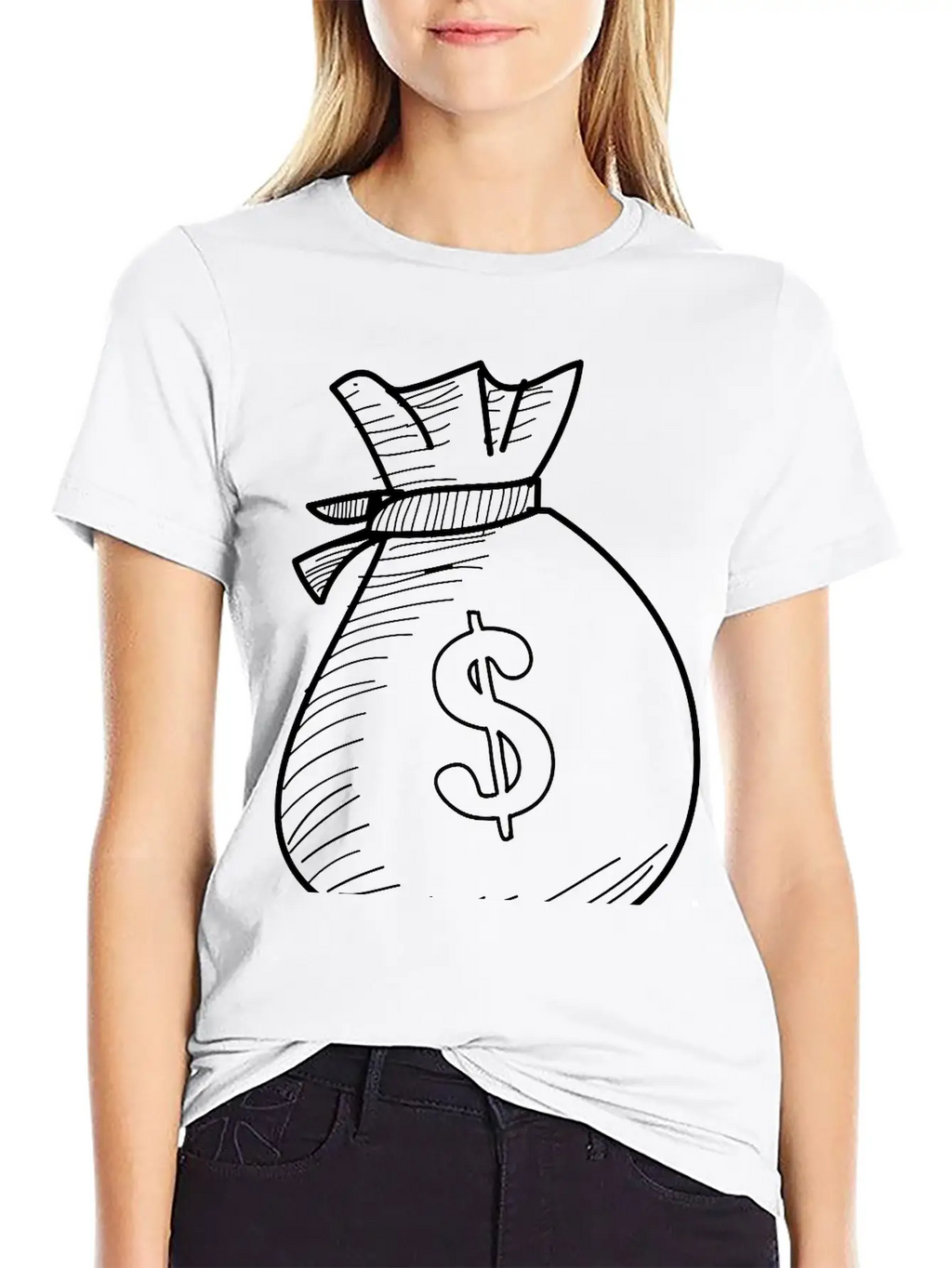 Hand Drawn Dollar Bag Vector Casual Graphic T-Shirt – Simple And Comfortable Daily Wear