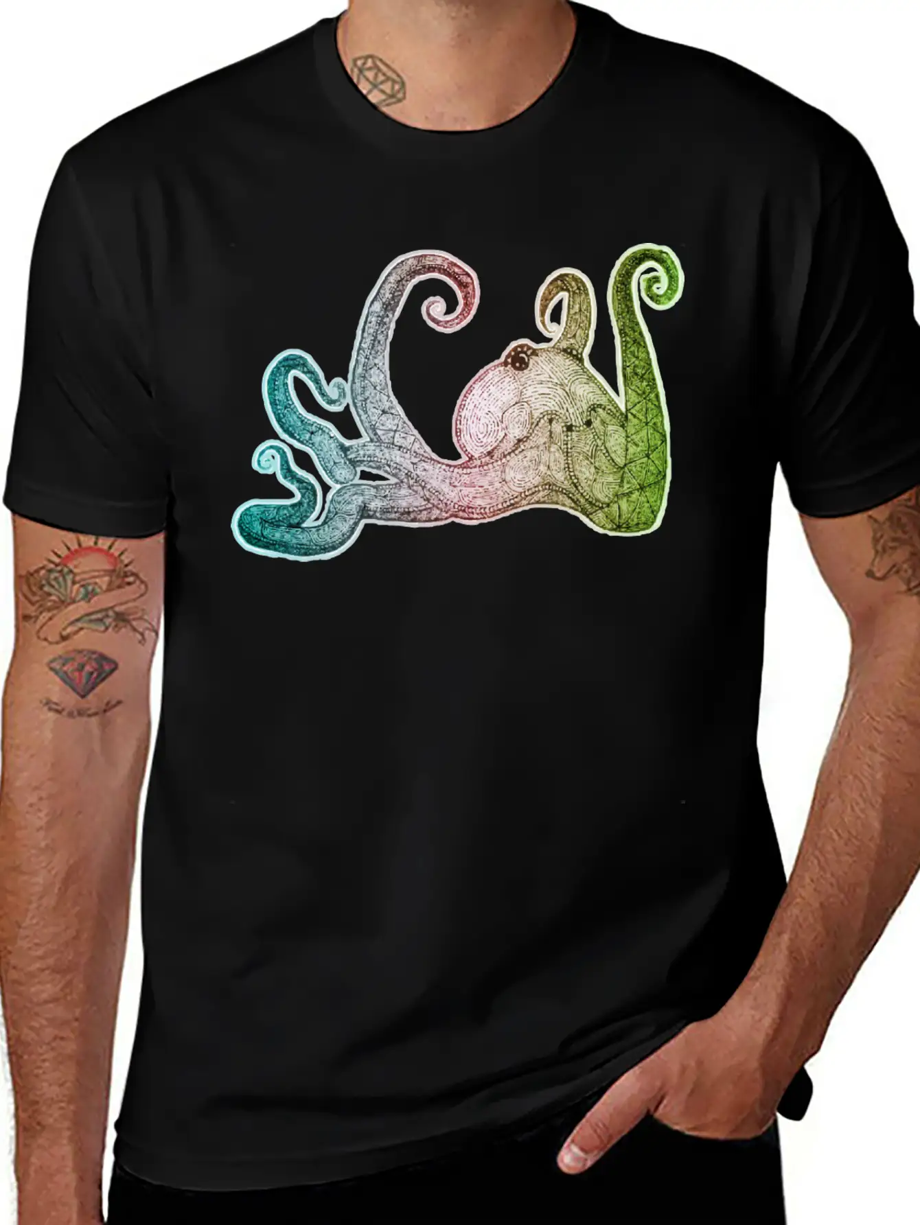 Hand Drawn Octopus Unisex Short Sleeve Soft Cotton T-Shirt – Casual Everyday Wear