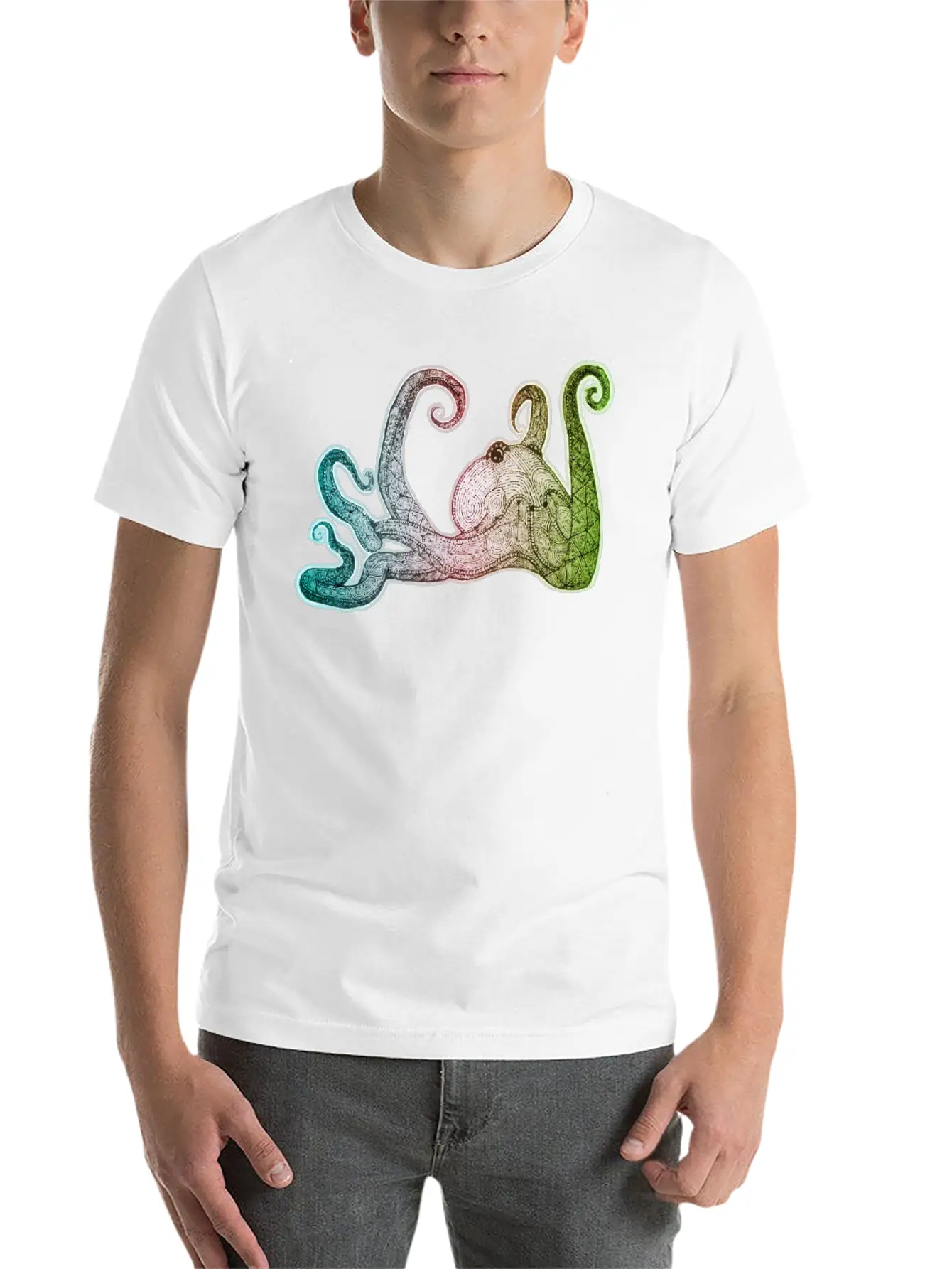 Hand Drawn Octopus Unisex Short Sleeve Soft Cotton T-Shirt – Casual Everyday Wear