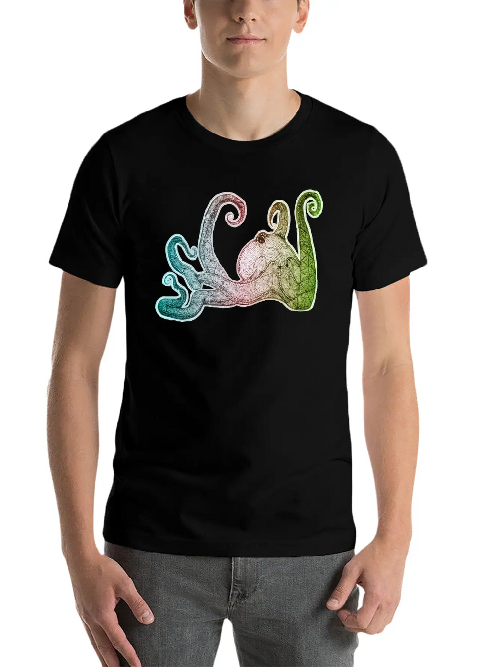 Hand Drawn Octopus Unisex Short Sleeve Soft Cotton T-Shirt – Casual Everyday Wear