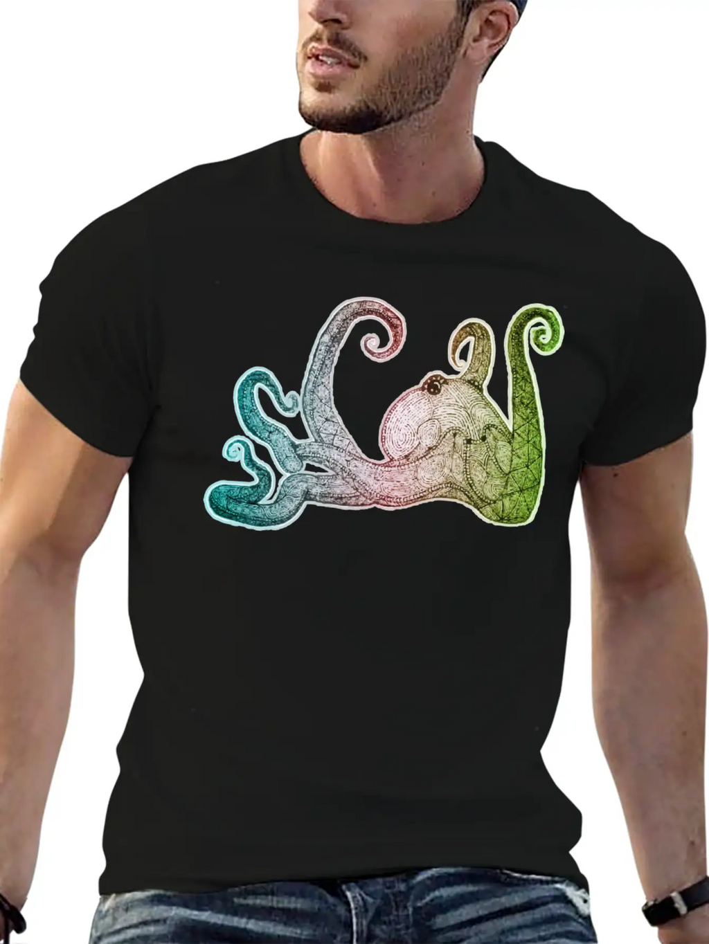 Hand Drawn Octopus Unisex Short Sleeve Soft Cotton T-Shirt – Casual Everyday Wear