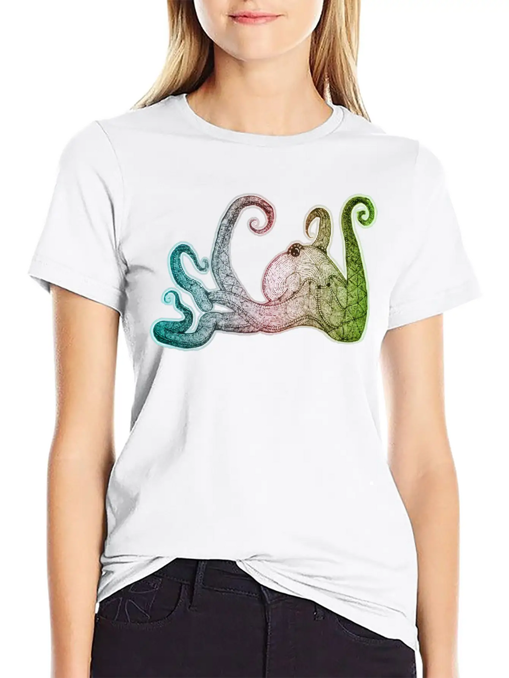 Hand Drawn Octopus Unisex Short Sleeve Soft Cotton T-Shirt – Casual Everyday Wear