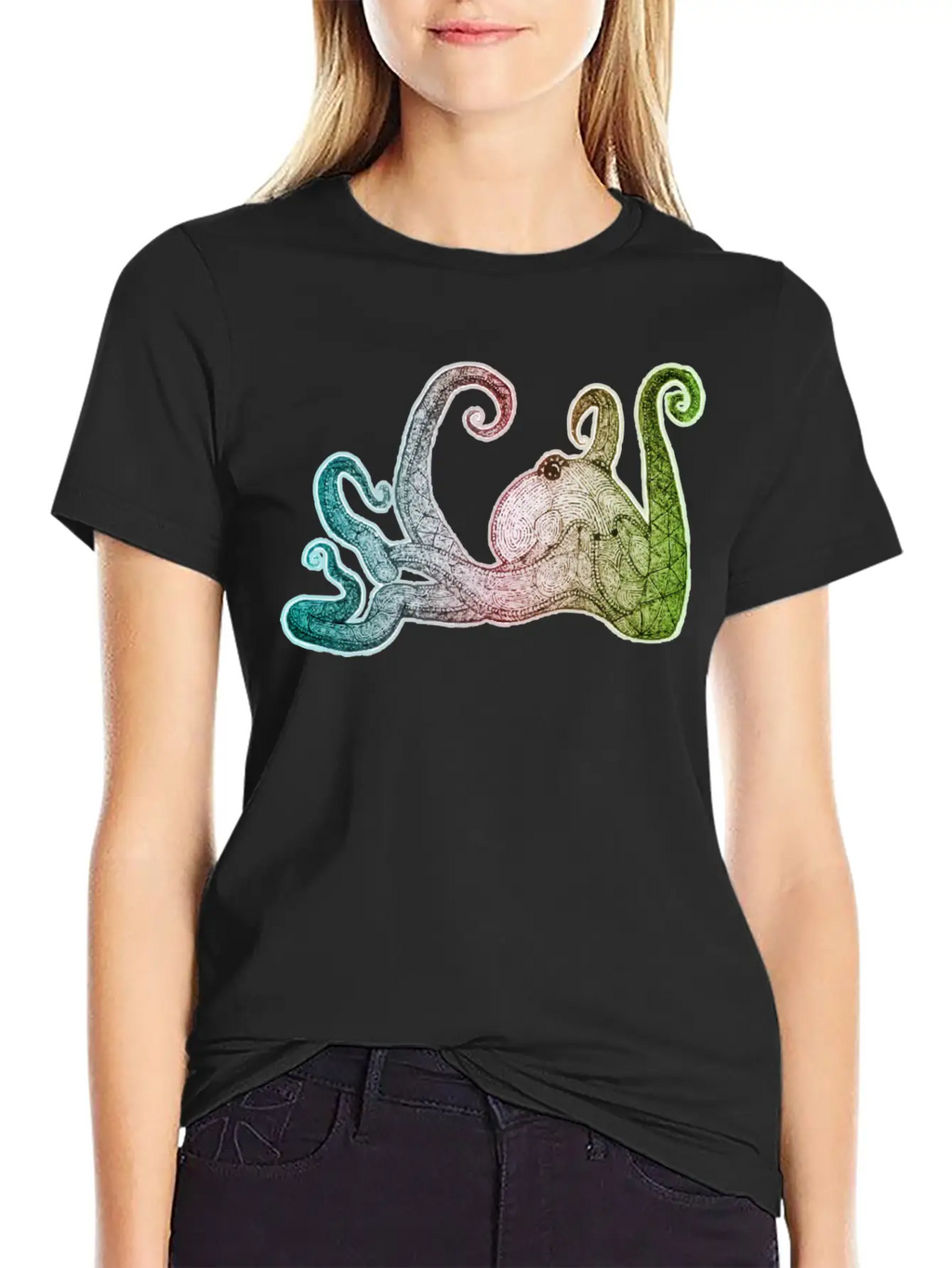 Hand Drawn Octopus Unisex Short Sleeve Soft Cotton T-Shirt – Casual Everyday Wear