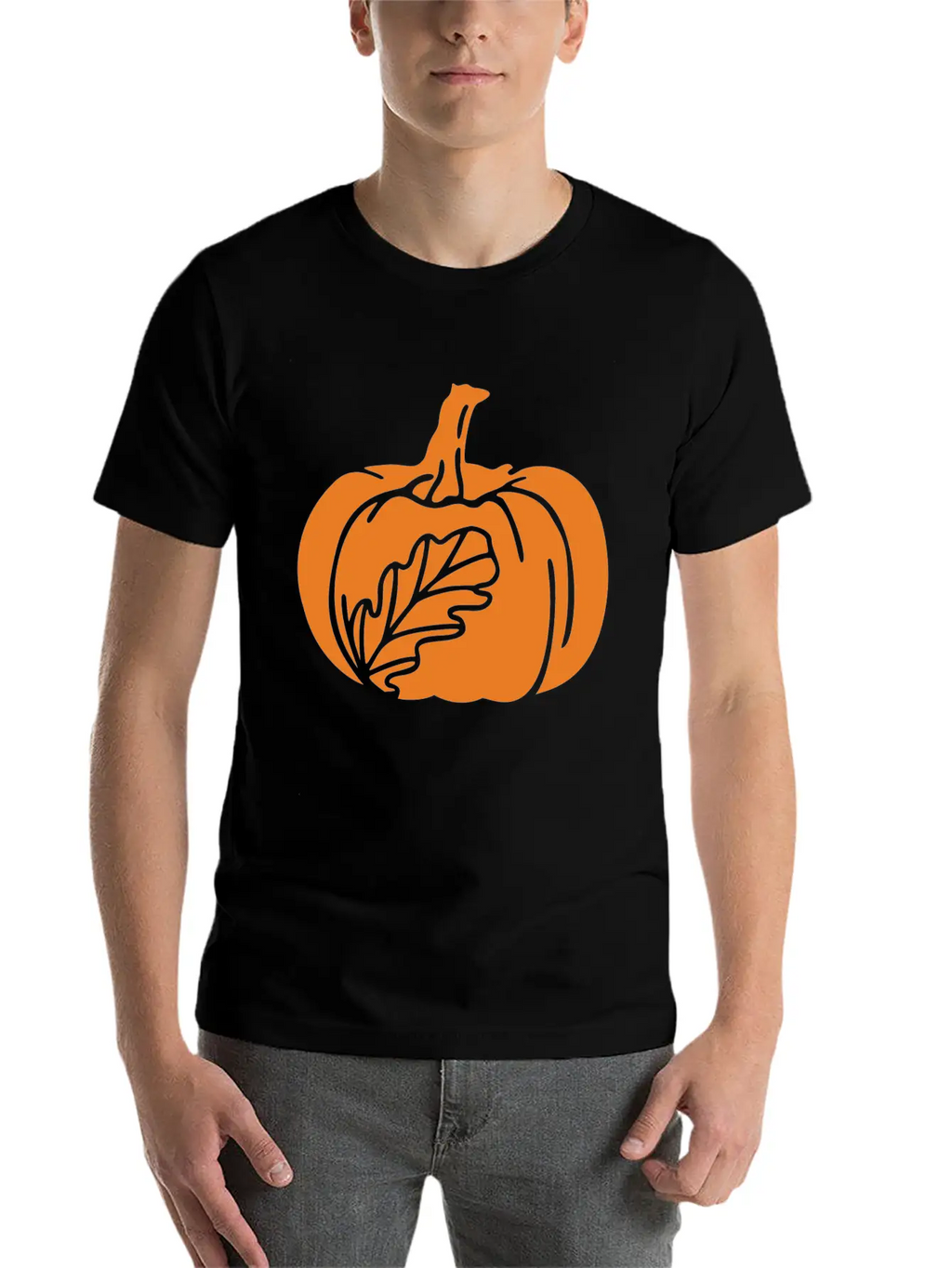 Hand Drawn Pumpkin Leaf Unisex Casual T-Shirt – Clean Design For Daily Comfort