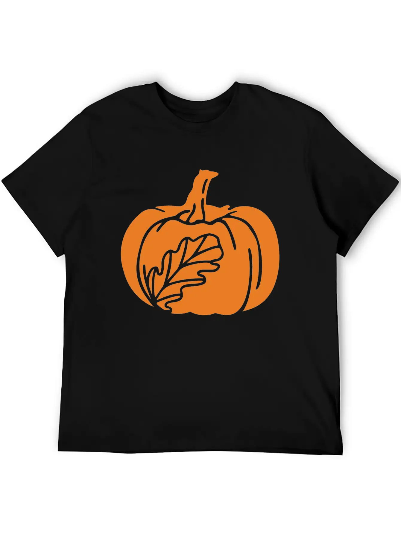 Hand Drawn Pumpkin Leaf Unisex Casual T-Shirt – Clean Design For Daily Comfort