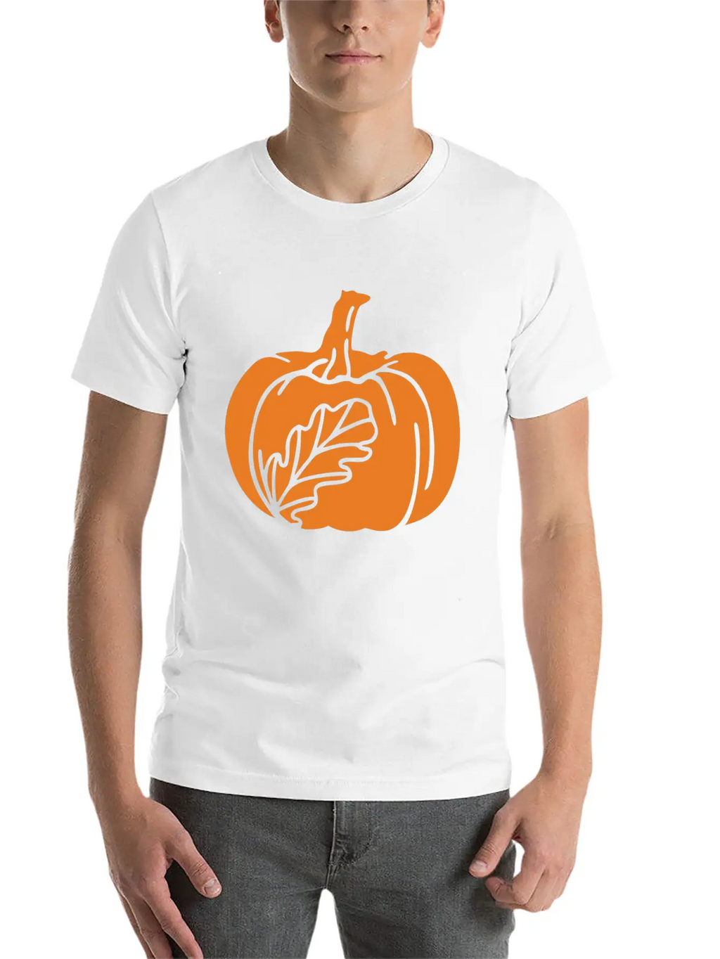 Hand Drawn Pumpkin Leaf Unisex Casual T-Shirt – Clean Design For Daily Comfort